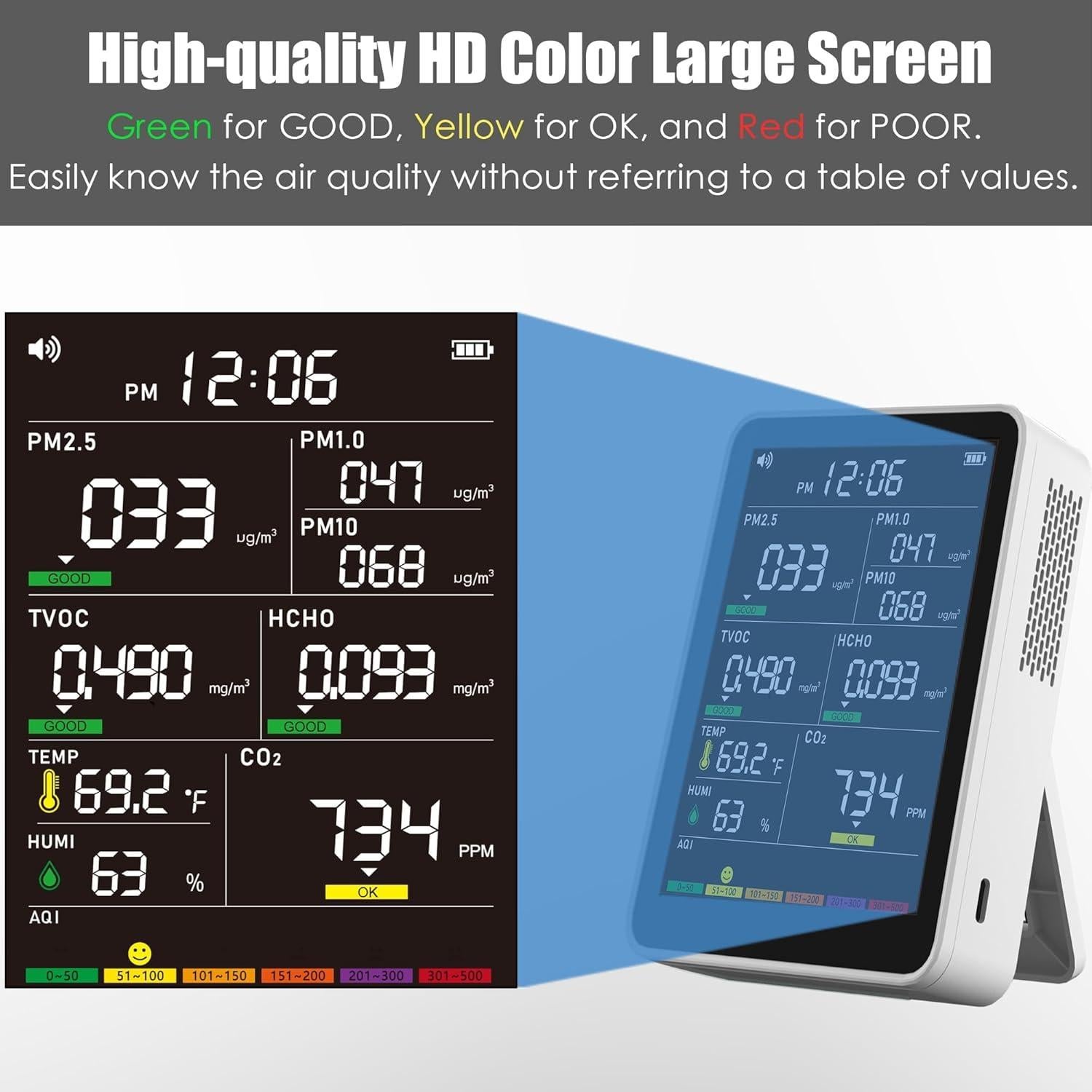 Monitor de Calidad del Aire AQItech Profesional 16 en 1