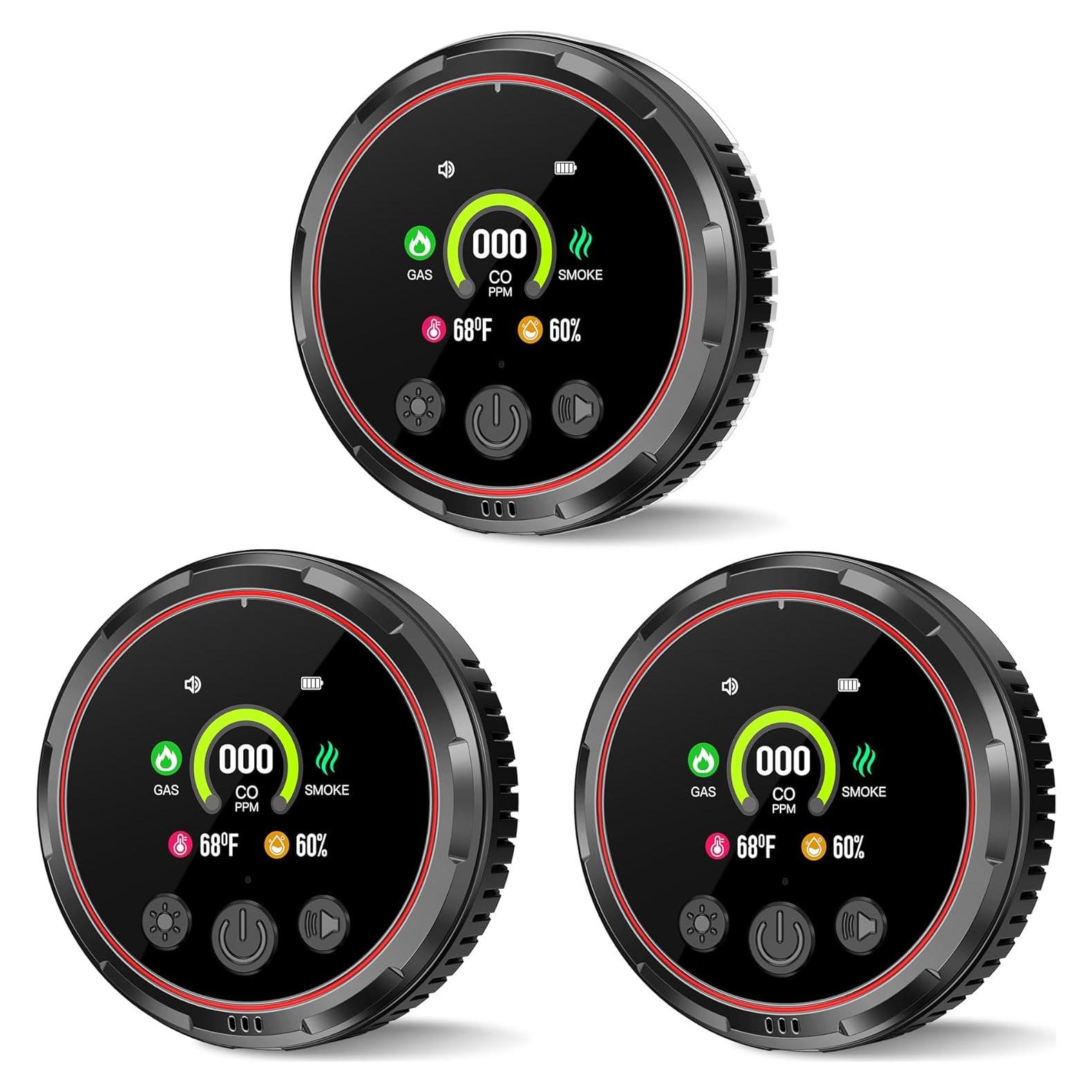 Paquete de 3 Alarmas DOVERC 5 en 1 Humo CO Gas Natural