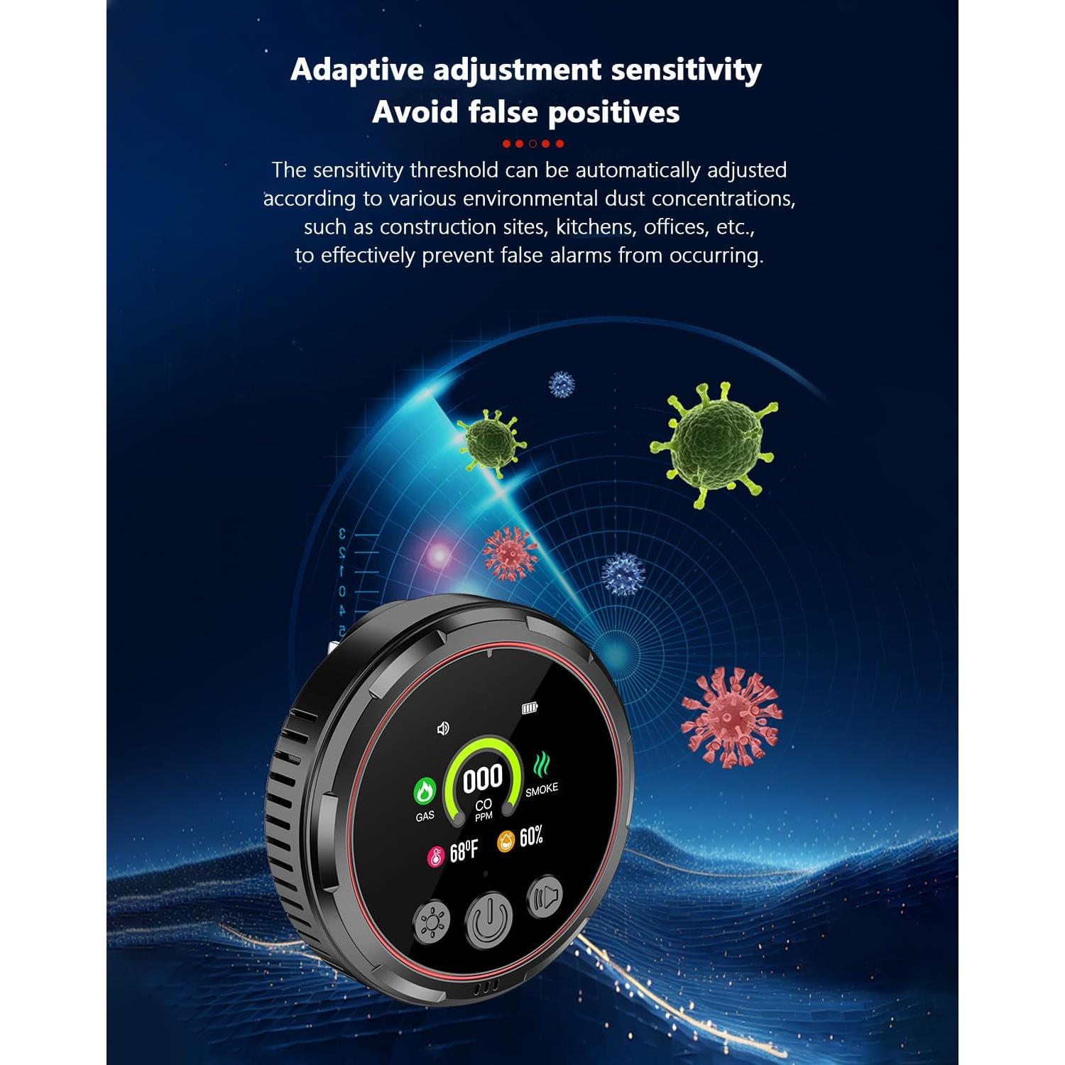 Paquete de 3 Alarmas DOVERC 5 en 1 Humo CO Gas Natural