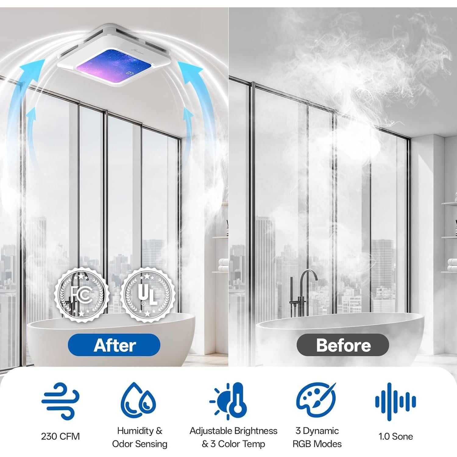 Ventilador Extractor de Baño Hawkrown H05 con Sensor de Humedad