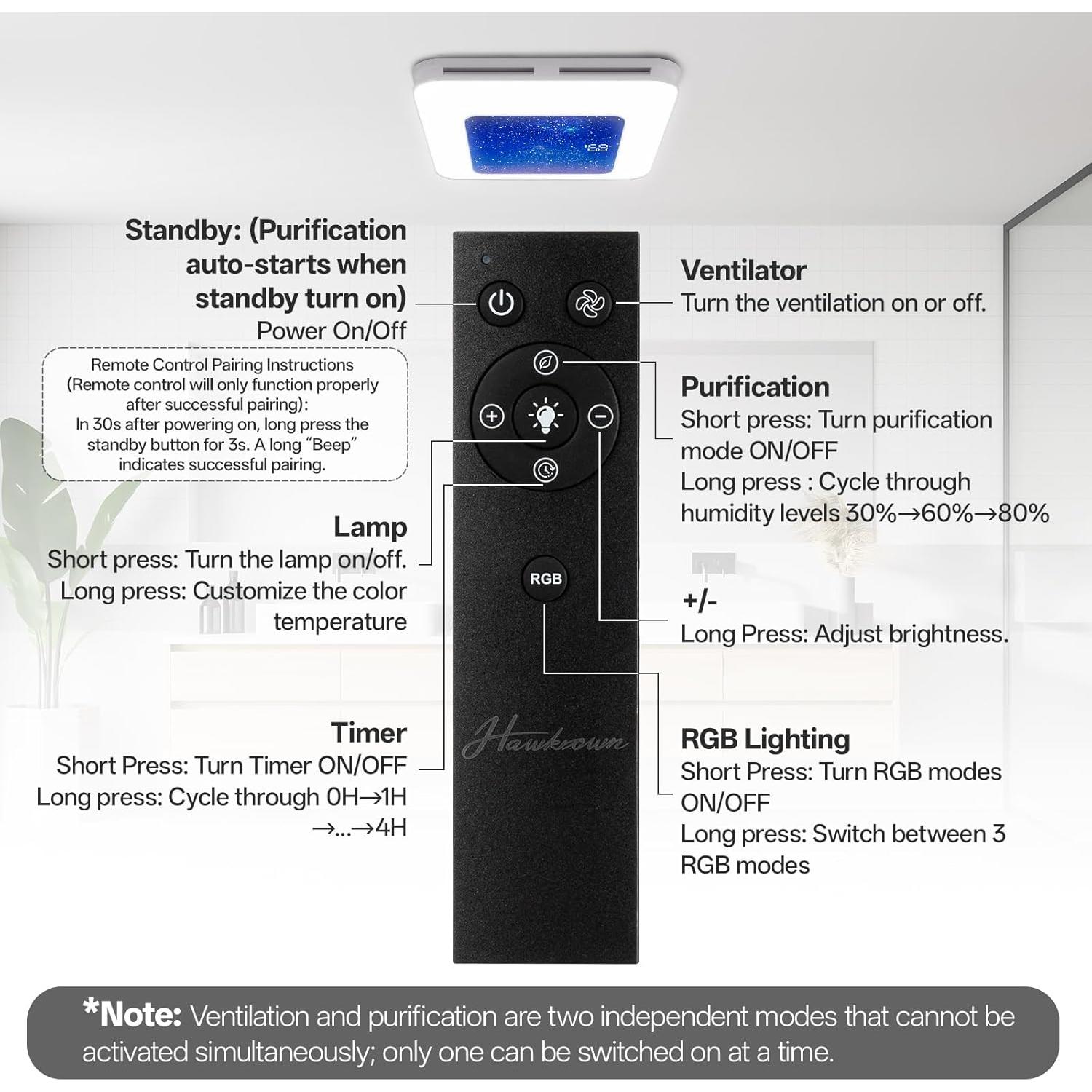Ventilador Extractor de Baño Hawkrown H05 con Sensor de Humedad