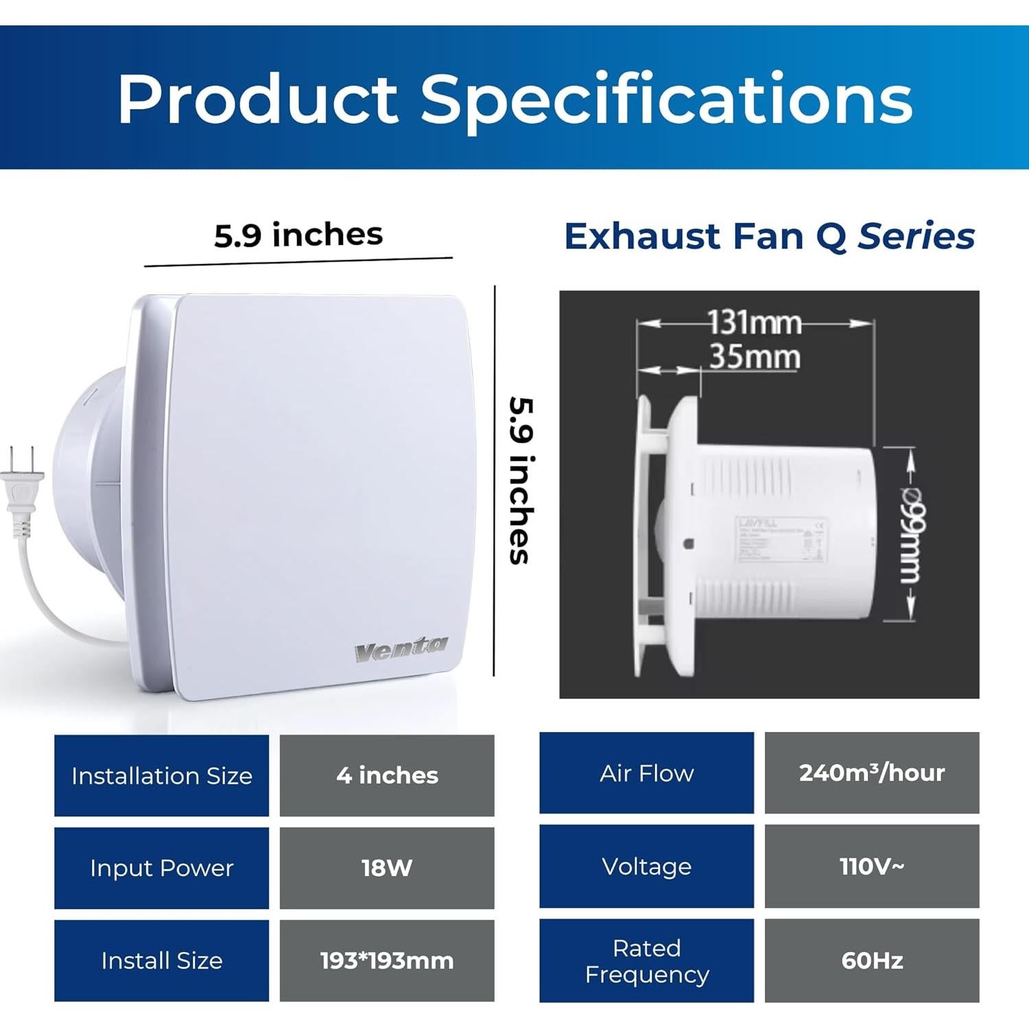 Ventilador de Escape 4" Venta Marketing Silencioso 56 CFM