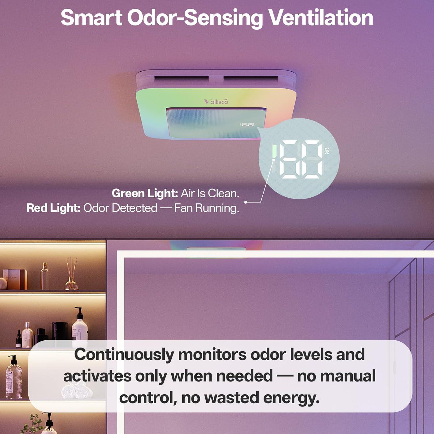 Ventilador Extractor de Baño VallisCo con Luz y Sensores