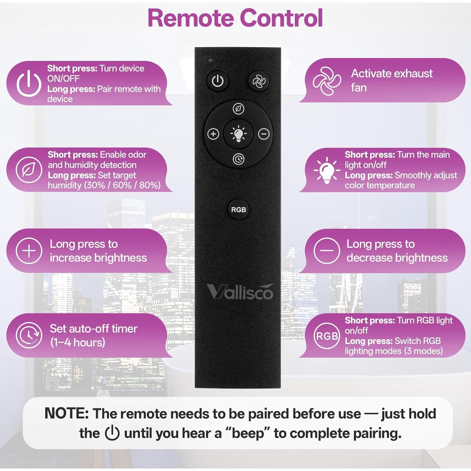 Ventilador Extractor de Baño VallisCo con Luz y Sensores