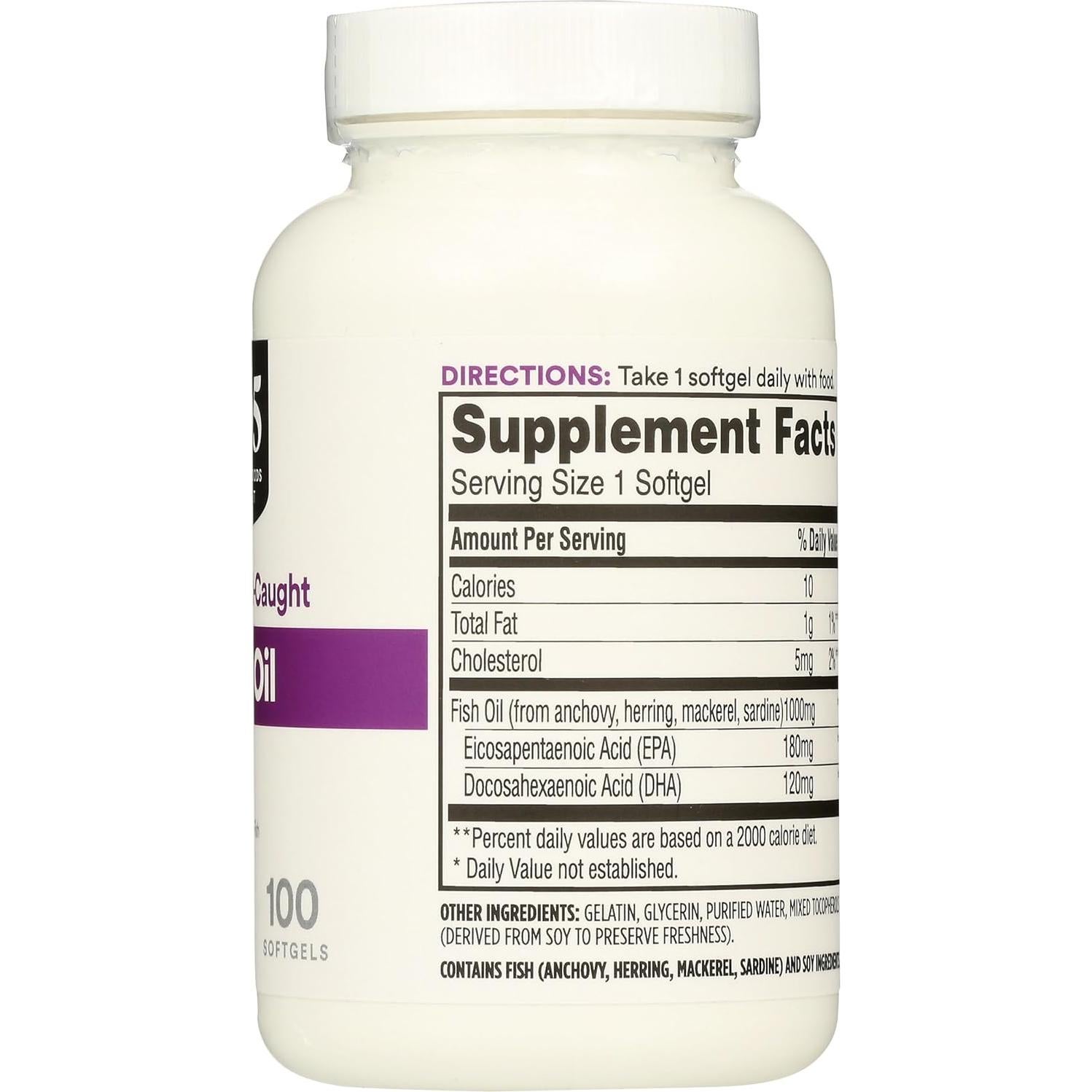 Aceite de Pescado 1000 Mg 365 Whole Foods 100 Gelatinas Blandas