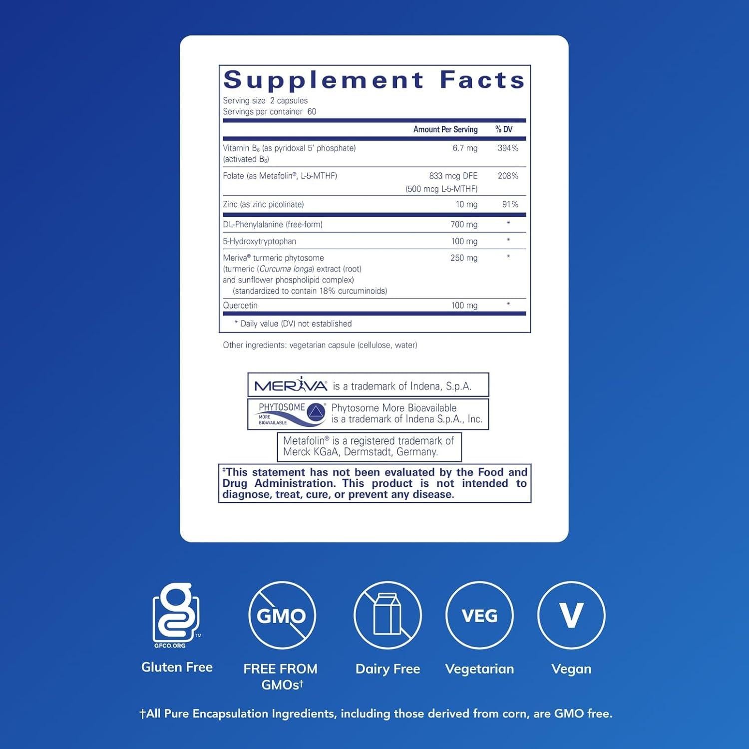 Suplemento NeuroPure Pure Encapsulations 120 Cápsulas Hipoalergénico