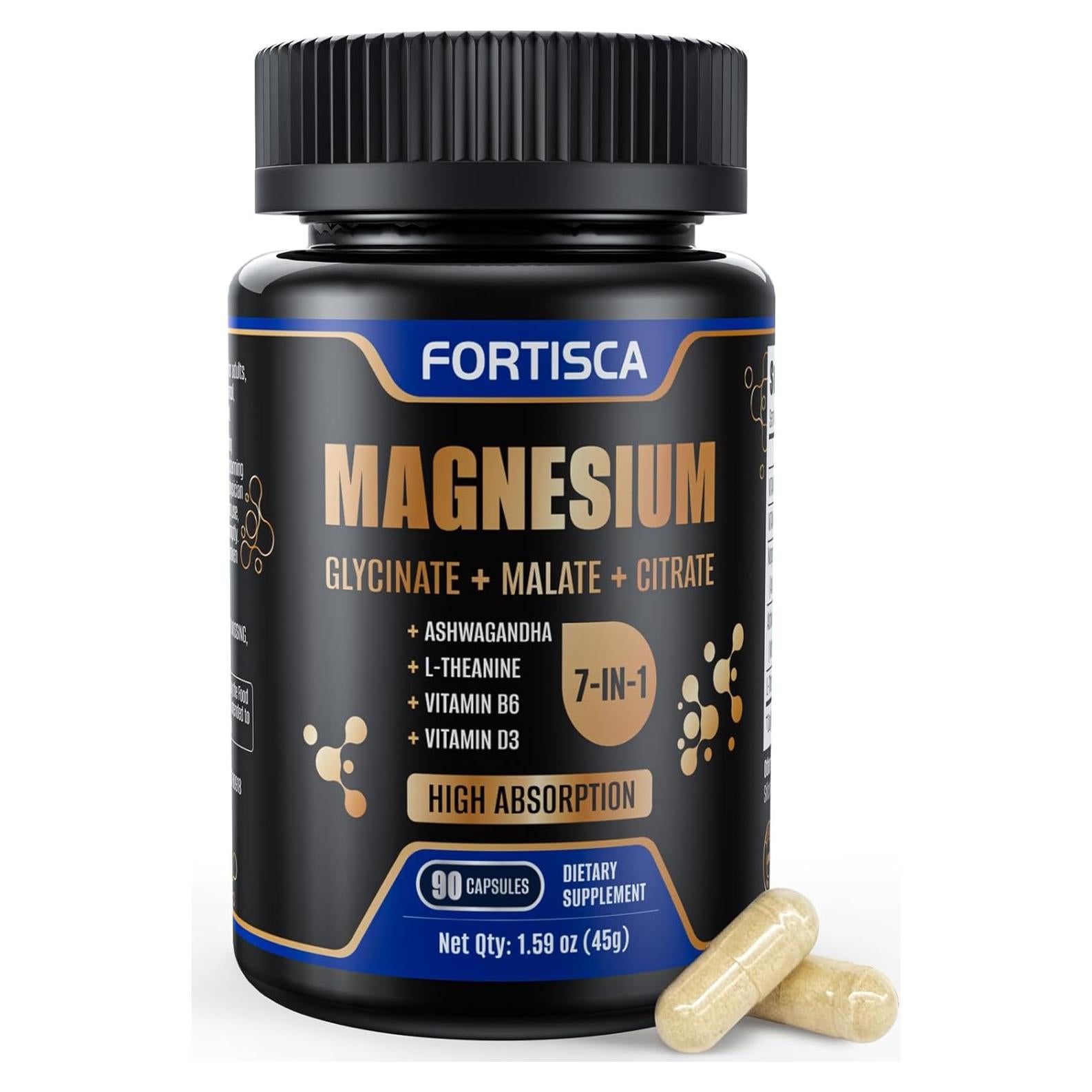 Suplemento de Magnesio FORTISCA 90 Cápsulas 500mg Vegano