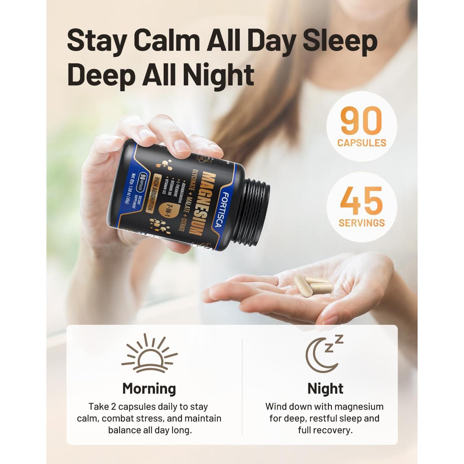 Suplemento de Magnesio FORTISCA 90 Cápsulas 500mg Vegano