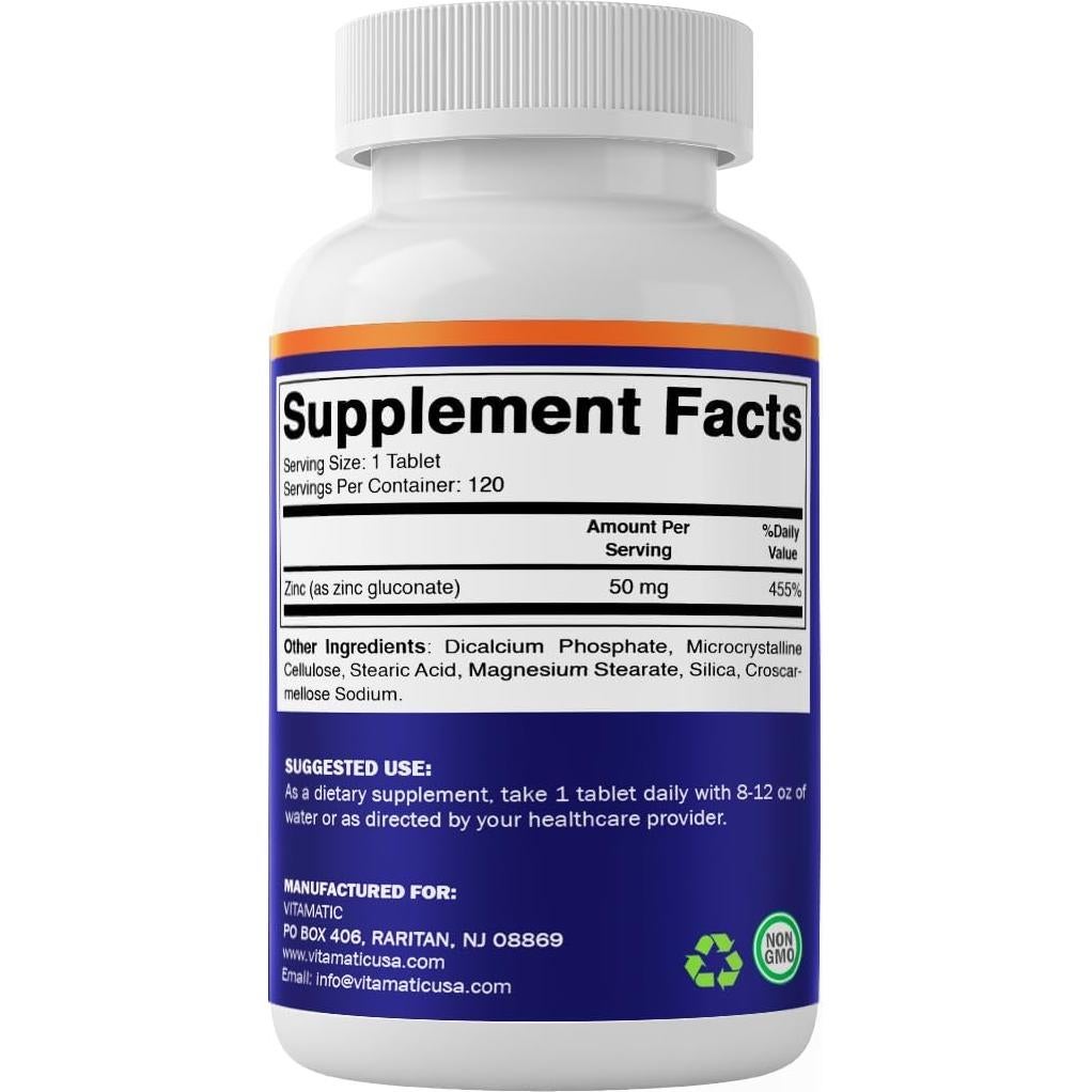 Suplemento de Zinc Vitamatic 50mg 240 Tabletas Sin Sabor