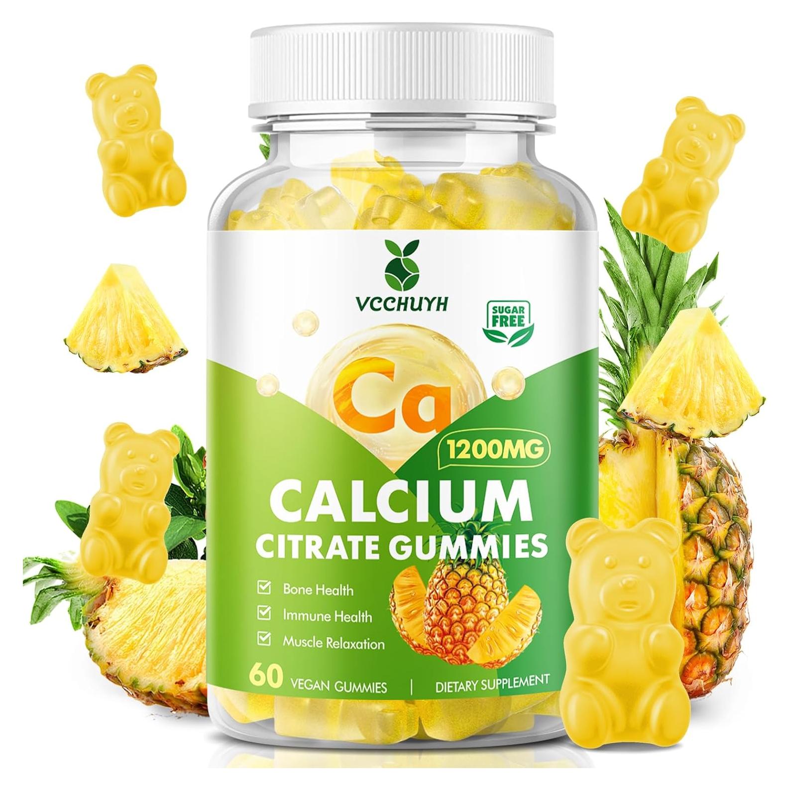 Gomitas de Citrato de Calcio 1200 mg VCCHUYH Sabor Piña 60 Unidades