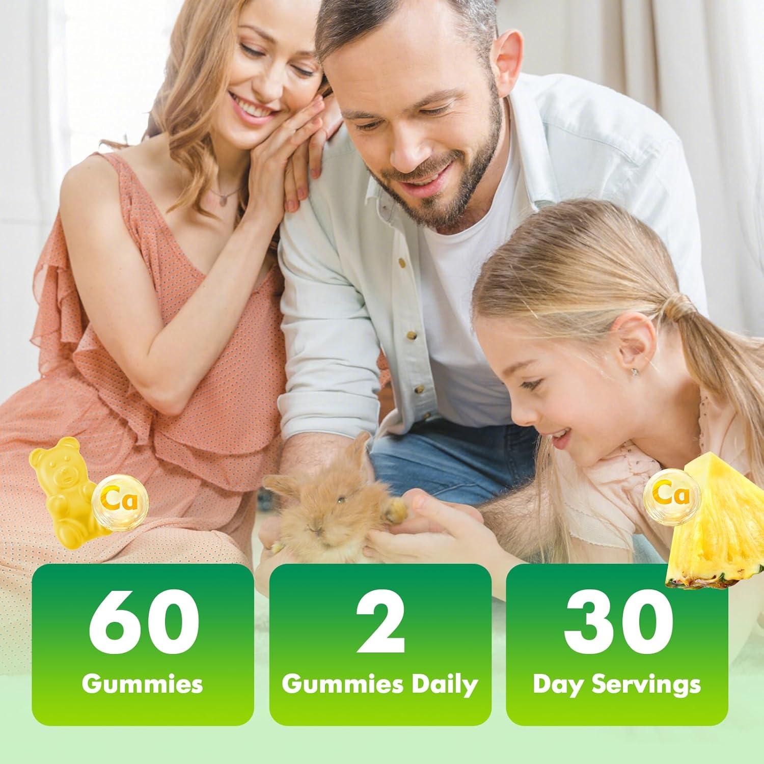 Gomitas de Citrato de Calcio 1200 mg VCCHUYH Sabor Piña 60 Unidades