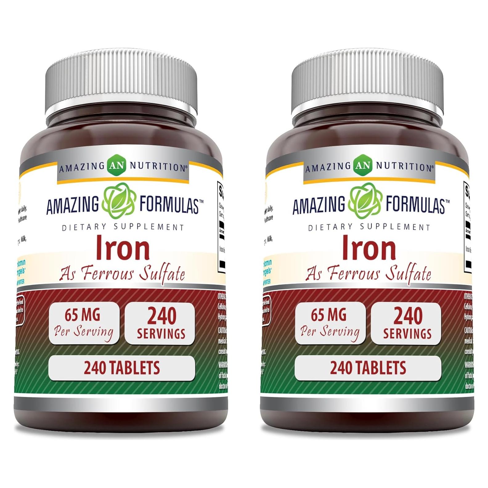 Suplemento de Hierro Sulfato Ferroso 65 Mg Nutrición Asombrosa