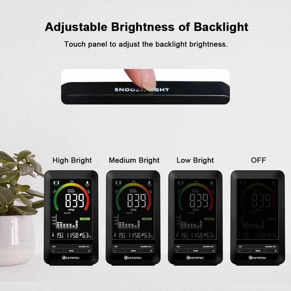 Monitor de CO2 KETOTEK E0171 con Alarma y Pantalla LCD