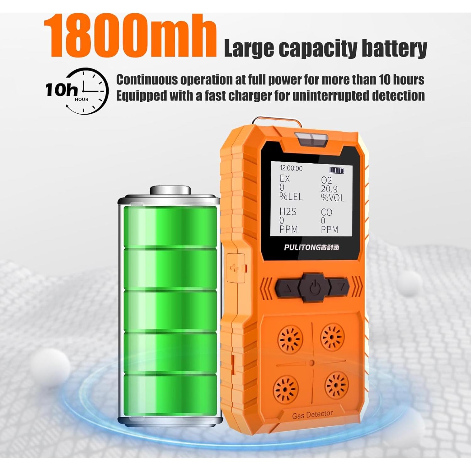 Detector de Gas Portátil XLA Alert 4 Gases Recargable