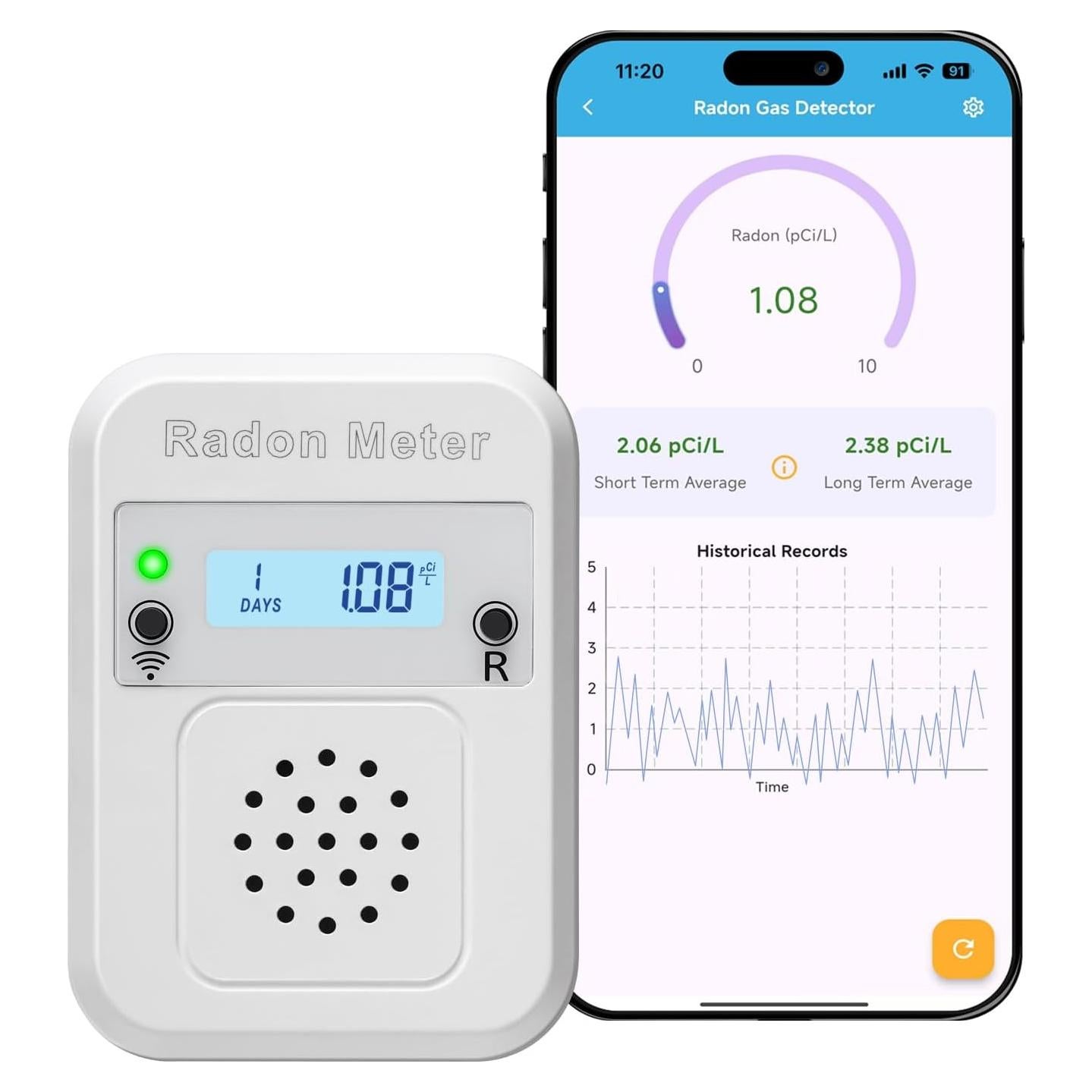 Detector de Radón WiFi Toolhome BG-014, Monitoreo en Tiempo Real
