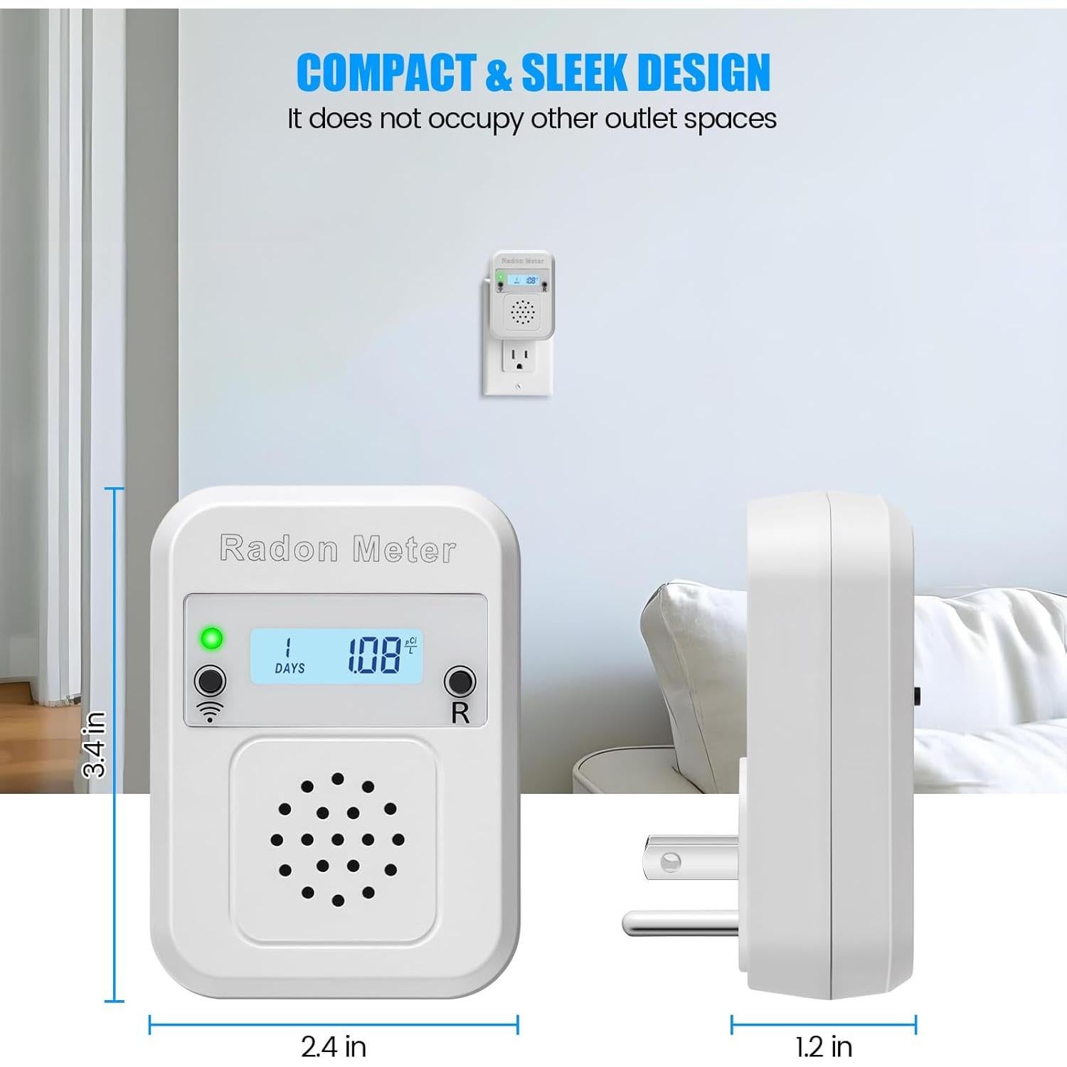 Detector de Radón WiFi Toolhome BG-014, Monitoreo en Tiempo Real