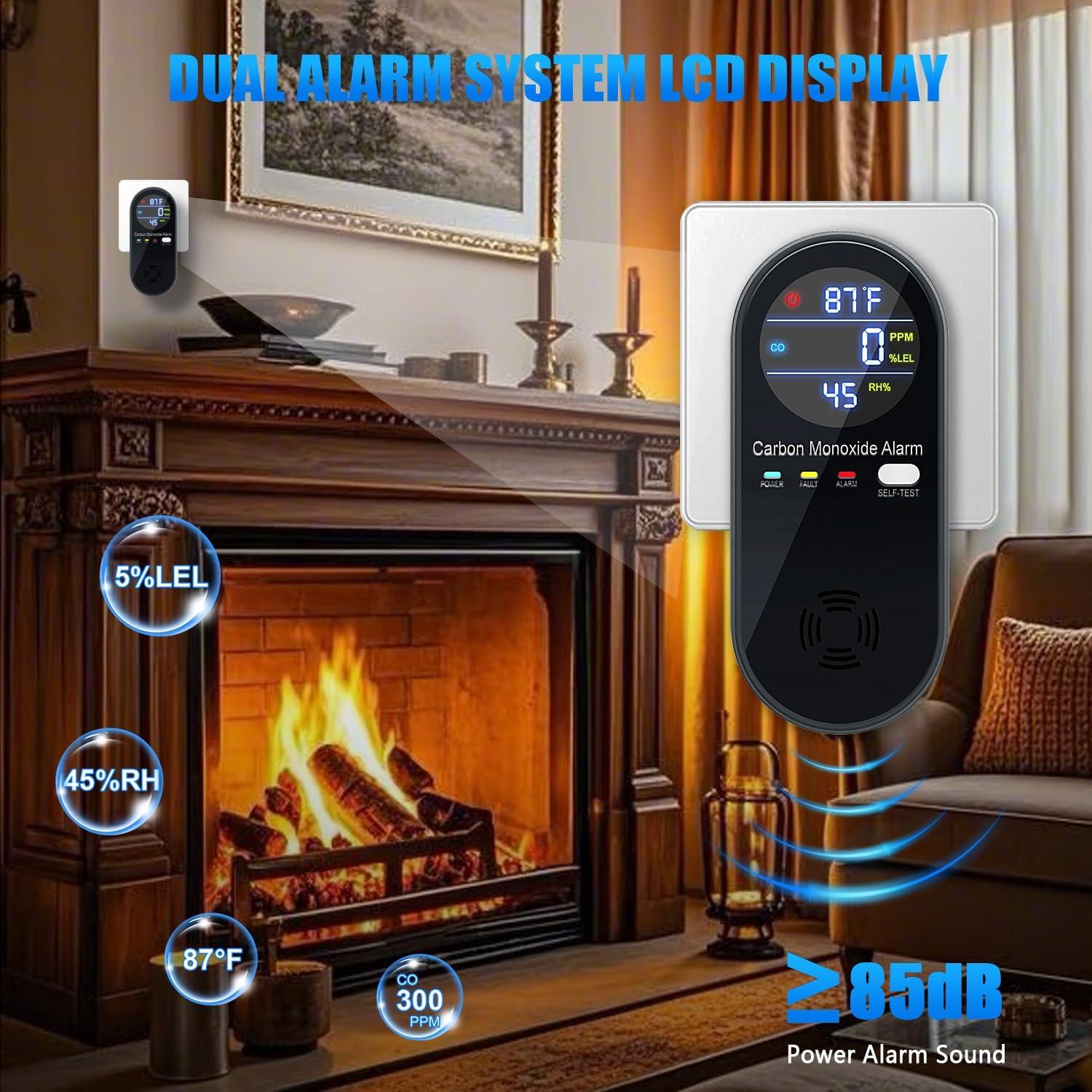 Detector de Monóxido de Carbono WESHLGD Enchufable 3 en 1