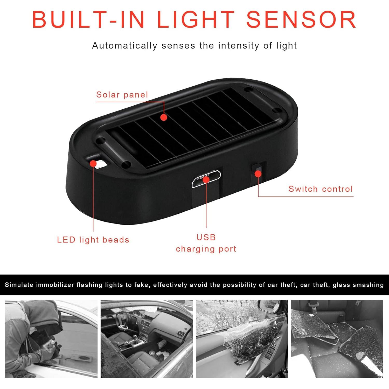 Luz de Alarma Simulada Solar NYTKL 2PCS Antirrobo LED Azul