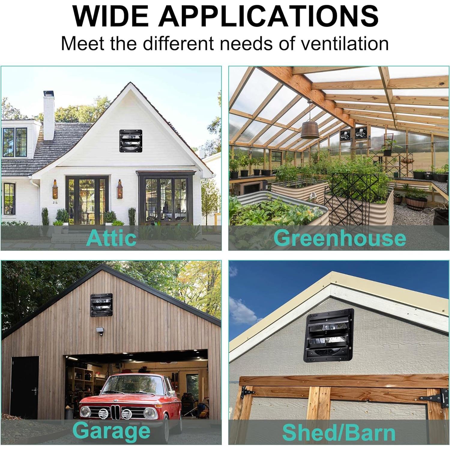 Ventilador de Escape Hipoilk 10" 820 CFM para Áticos y Garajes