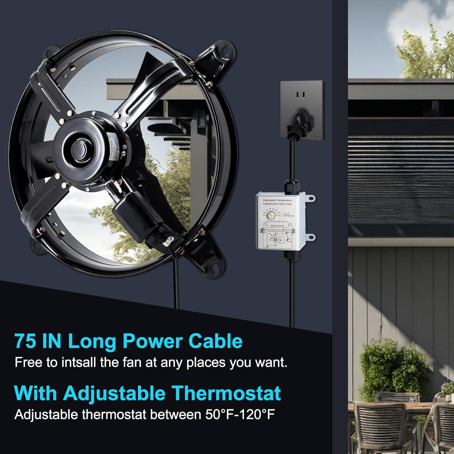 Ventilador de Ático Criditpid 16" (40.64 cm) con Termostato