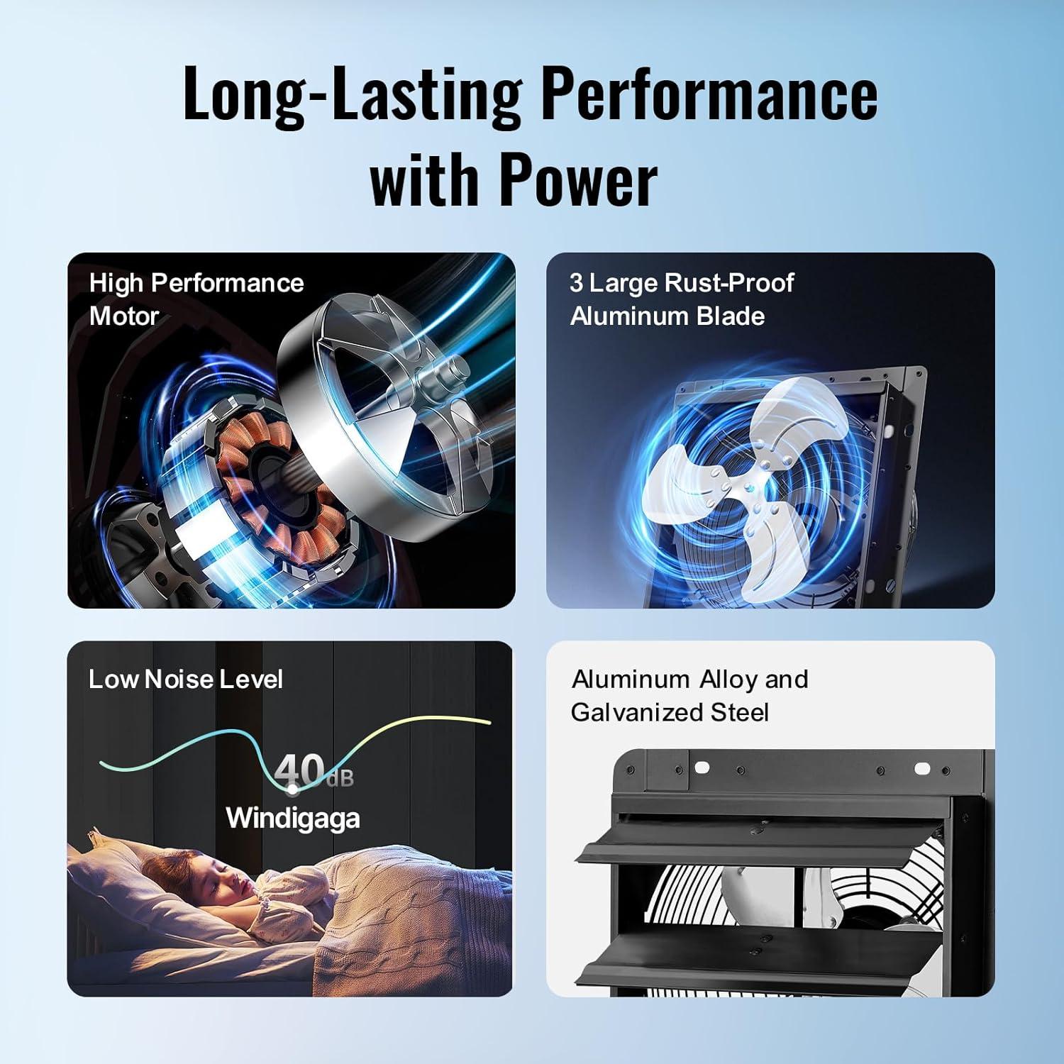 Ventilador de Escape Windigaga 8" 760 CFM Silencioso 40dB