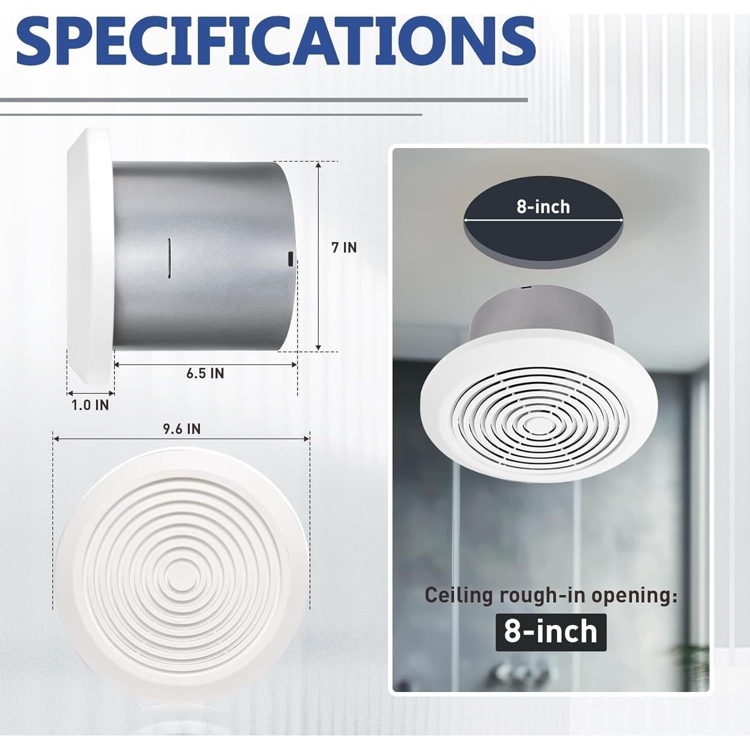 Ventilador Extractor de Baño Wudey V2262-50 7" 50 CFM