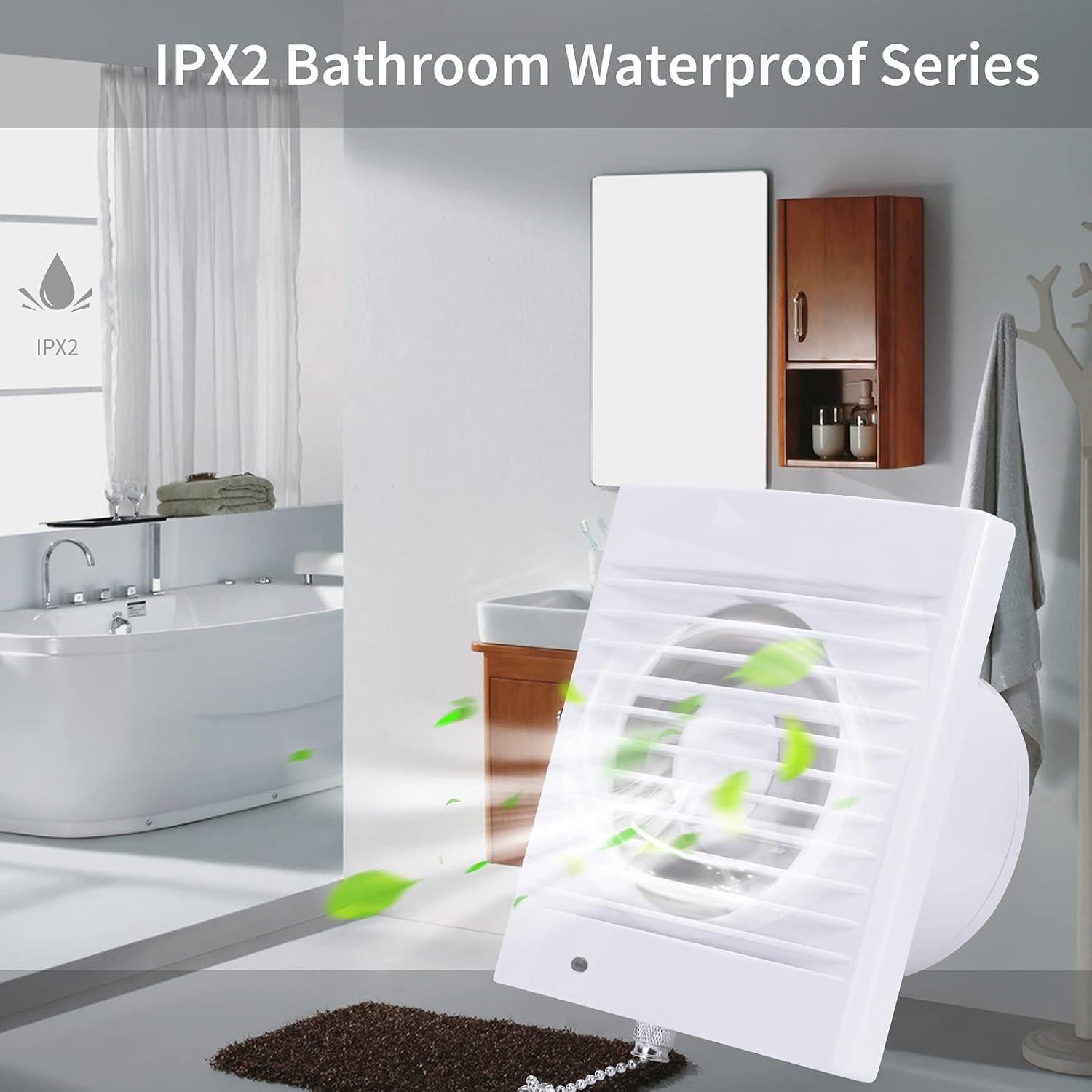 Ventilador de Escape HUGOOME 4" 12W 130m³/h para Baño y Cocina