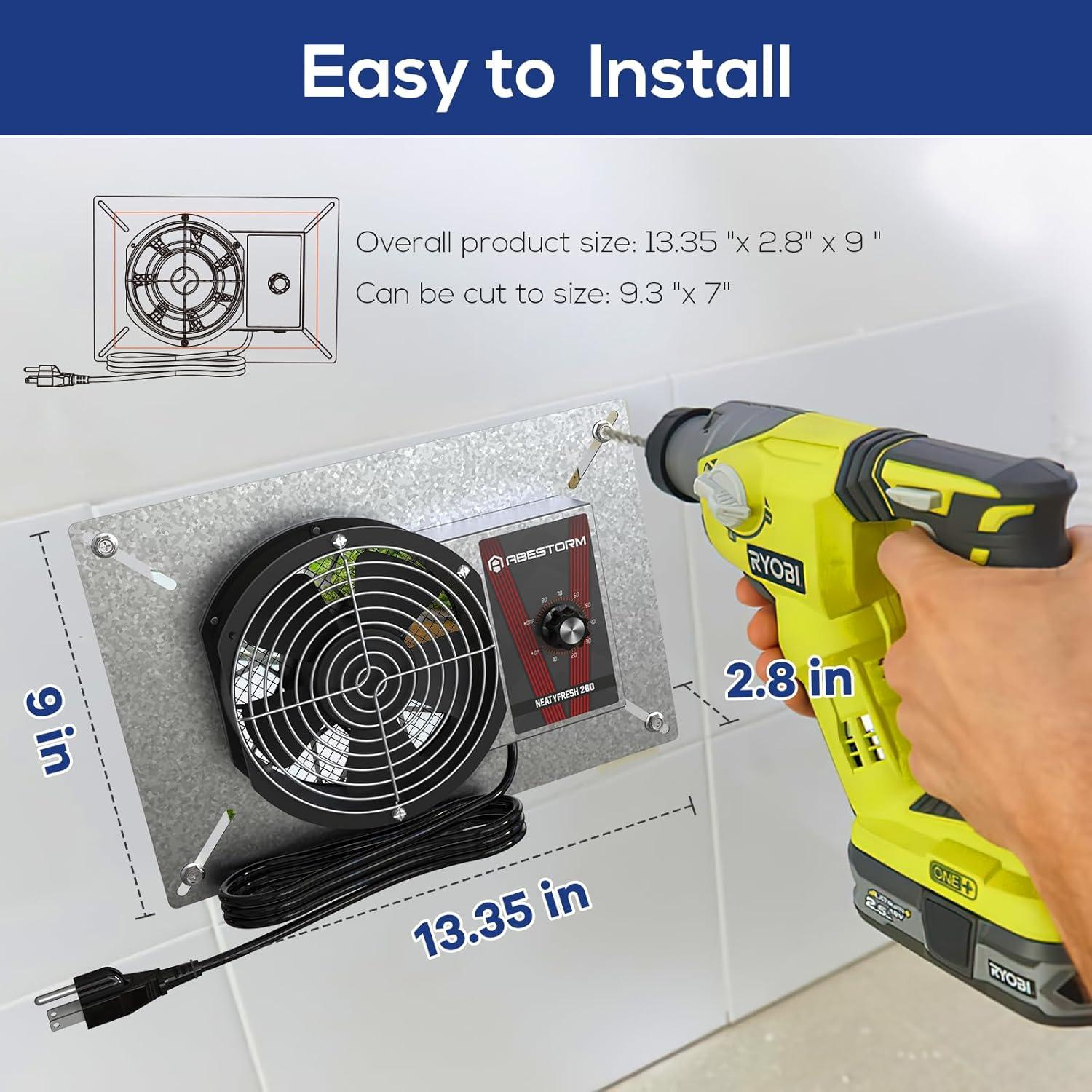 Ventilador de Escape Abestorm 260 CFM con Termostato y Higrómetro