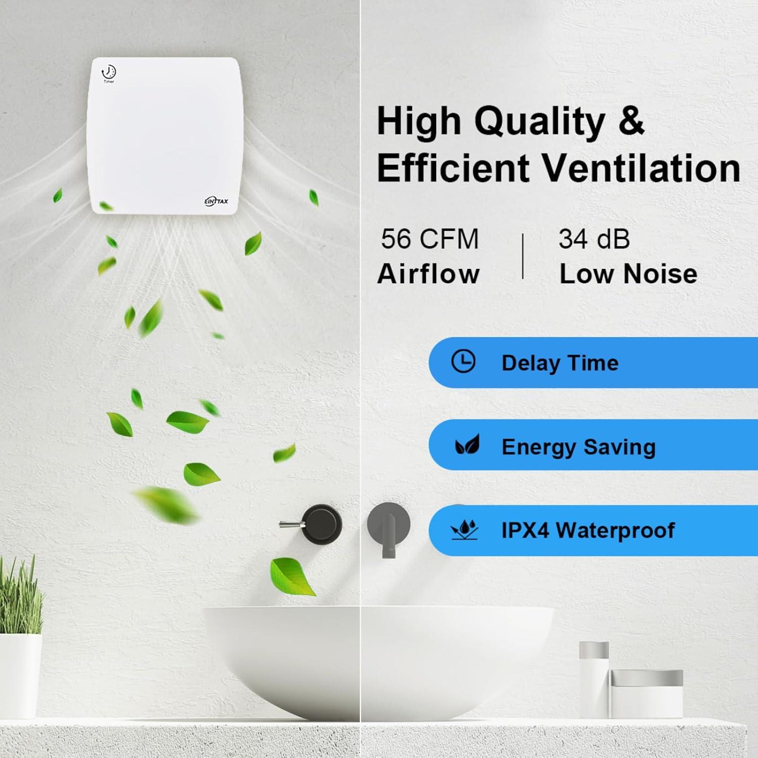 Ventilador de Escape EINTTAX 4" Blanco con Temporizador 12W