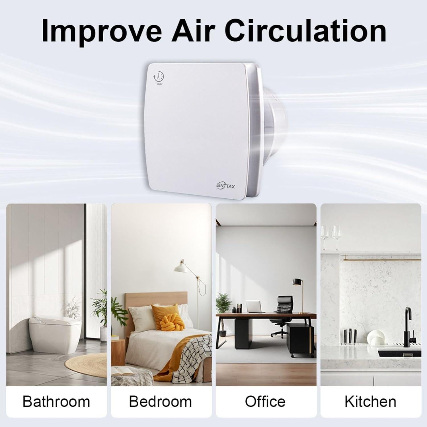 Ventilador de Escape EINTTAX 4" Blanco con Temporizador 12W