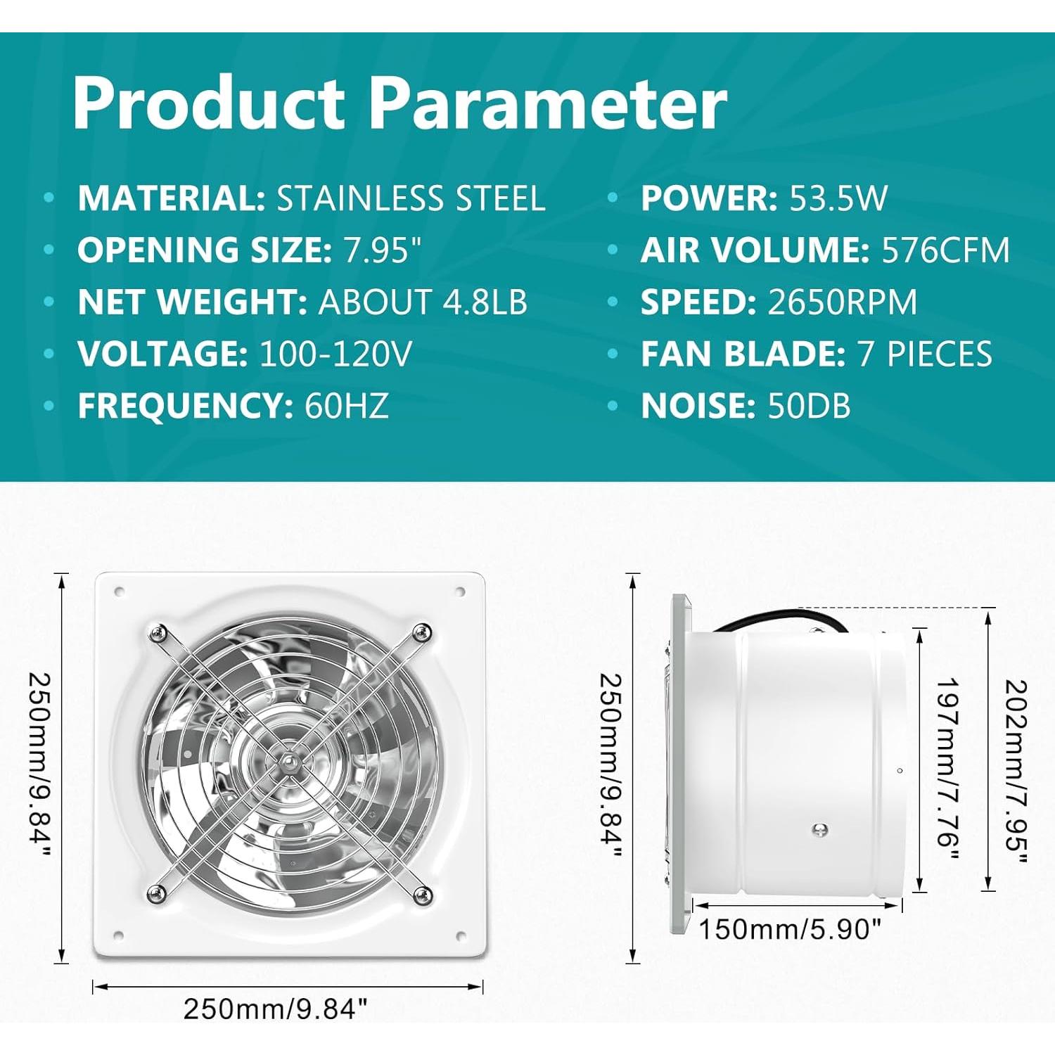 Ventilador de Escape HG Power 8" Blanco Montado en Pared