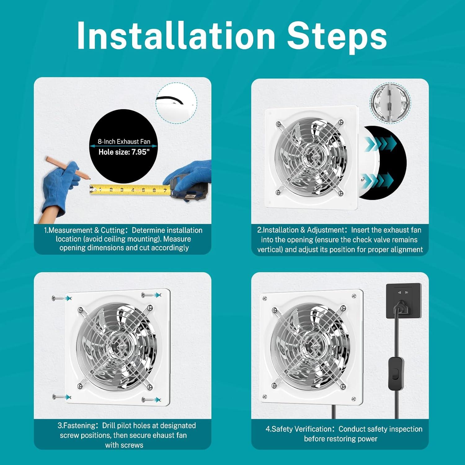 Ventilador de Escape HG Power 8" Blanco Montado en Pared