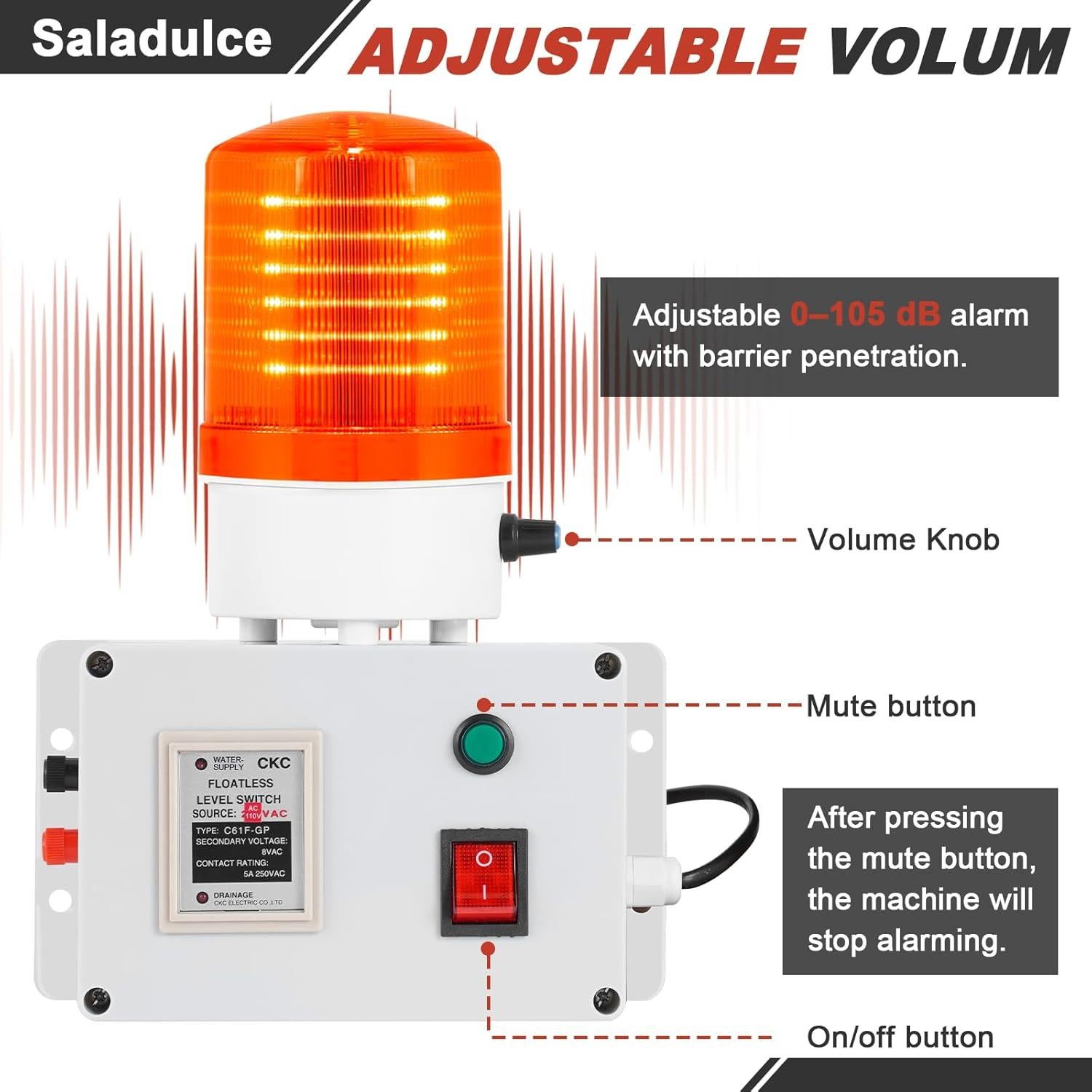 Alarma de Presión Alta Baja Saladulce 230PSI 105dB 110V