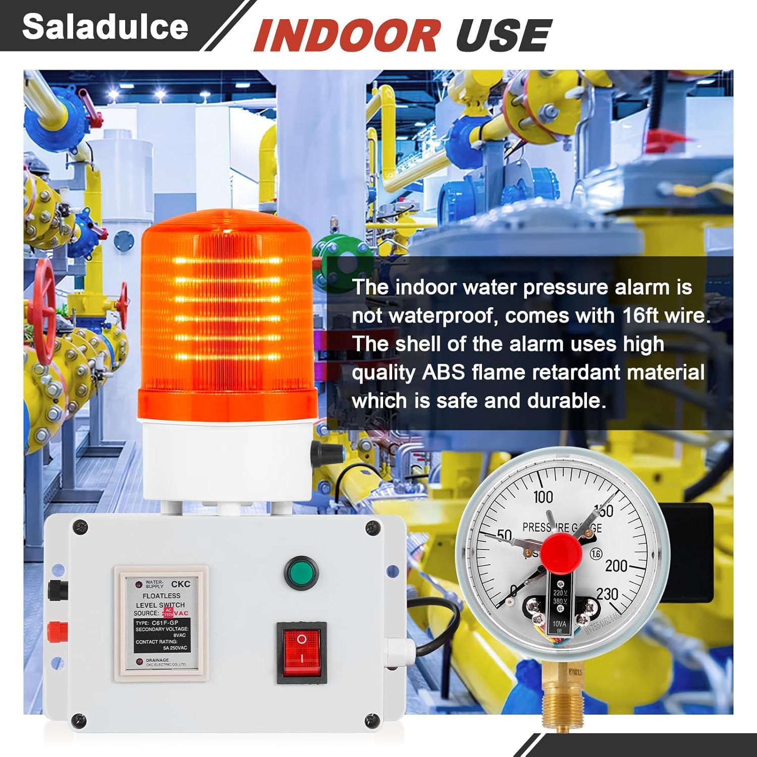 Alarma de Presión Alta Baja Saladulce 230PSI 105dB 110V