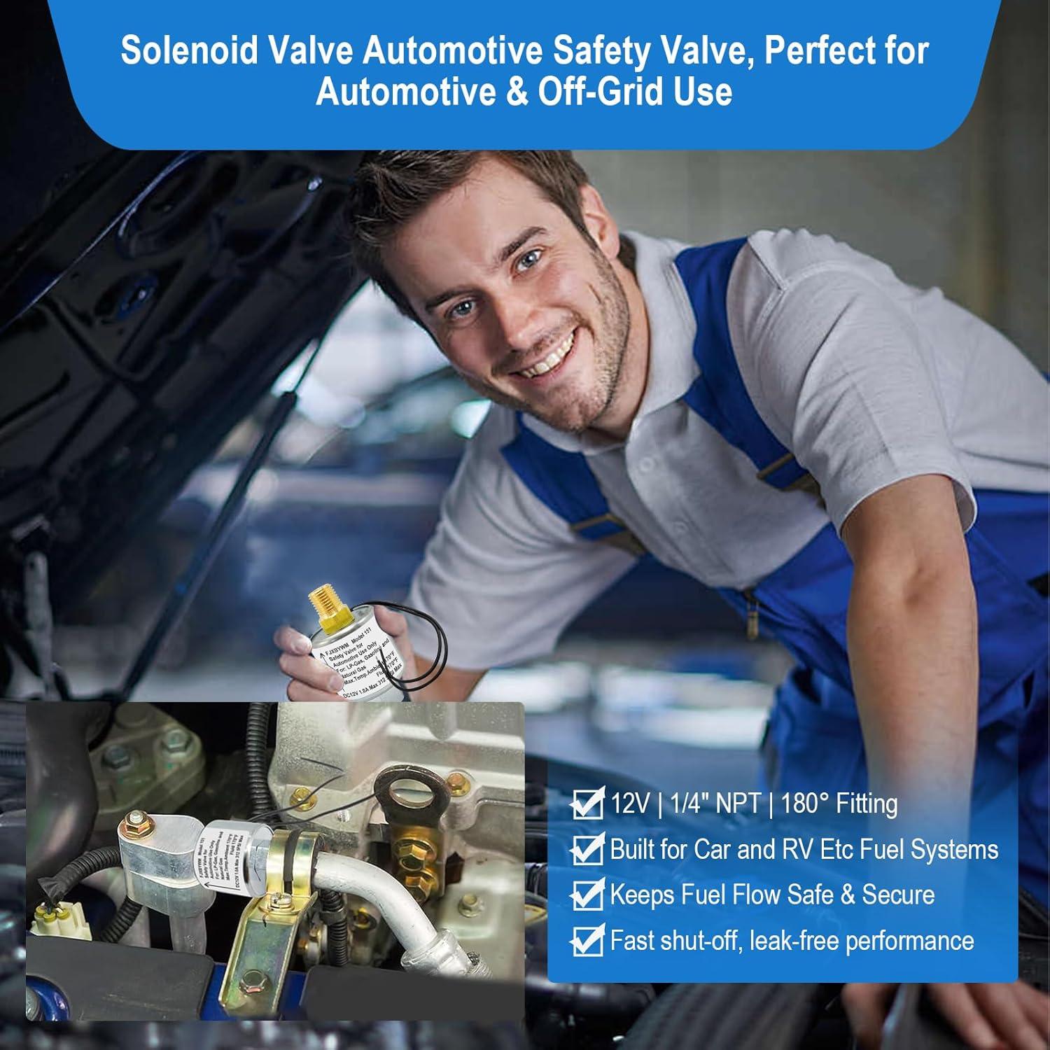 Válvula Solenoide 12V FJXBYWM 1/4" NPT para Propano y Gas