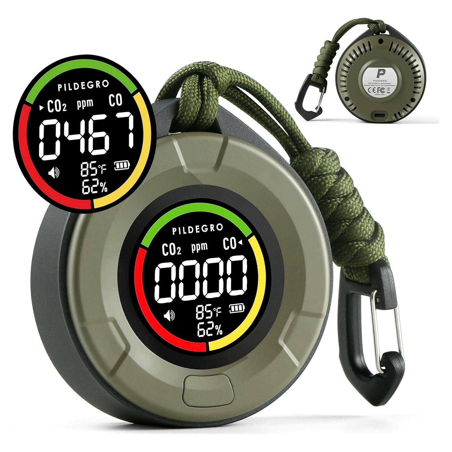 Detector de Monóxido y Dióxido de Carbono Pildegro PTH-10EW 4 en 1