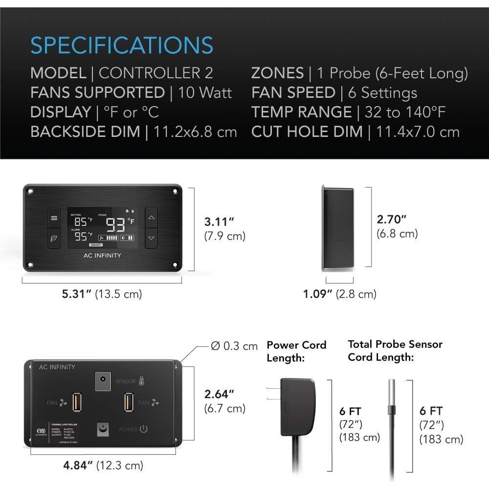 Ventilador Silencioso AC Infinity AIRPLATE T9 156 CFM