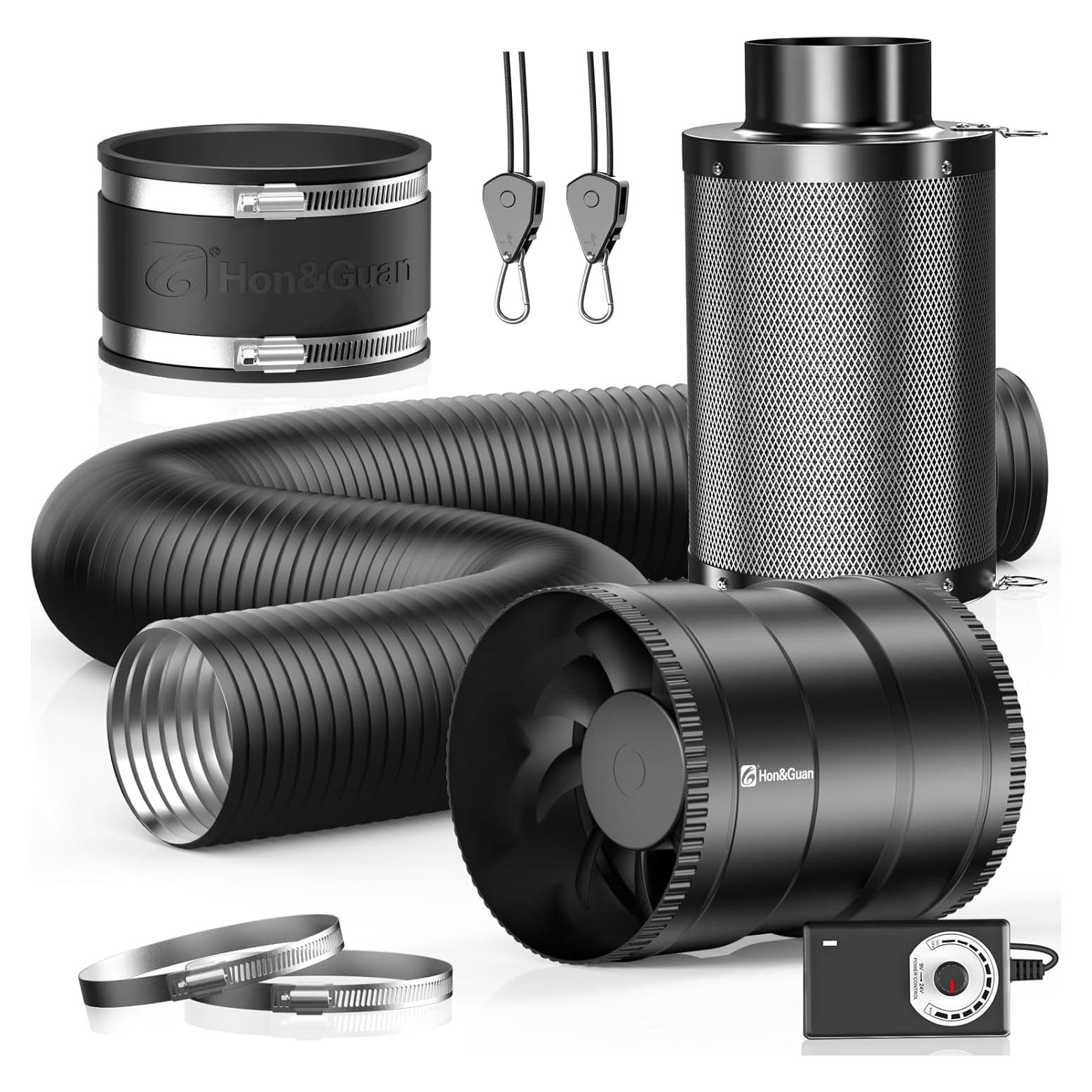Kit de Filtración de Aire Hon&Guan 6" con Ventilador y Filtro 12"