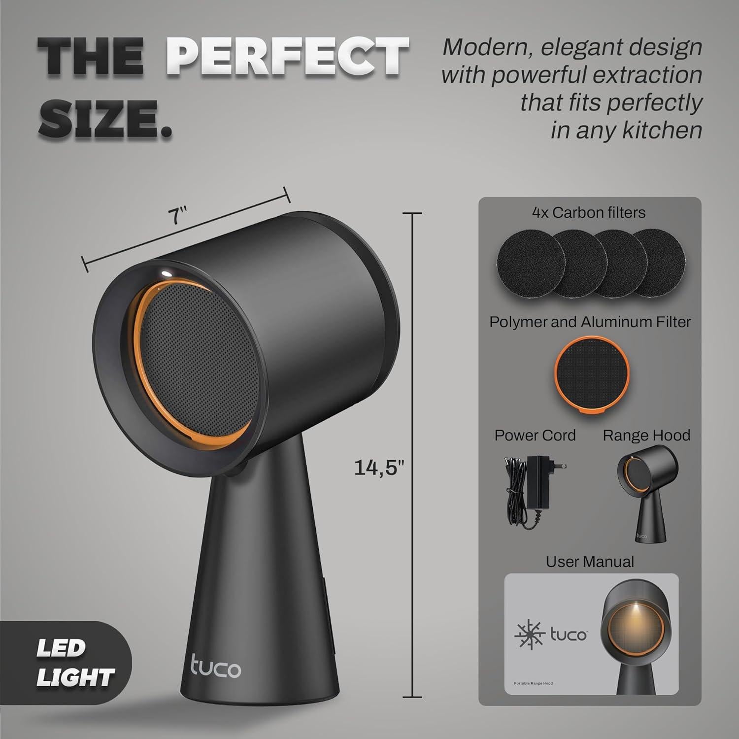 Campana Extractora Portátil TUCO 3 Velocidades Filtro Triple