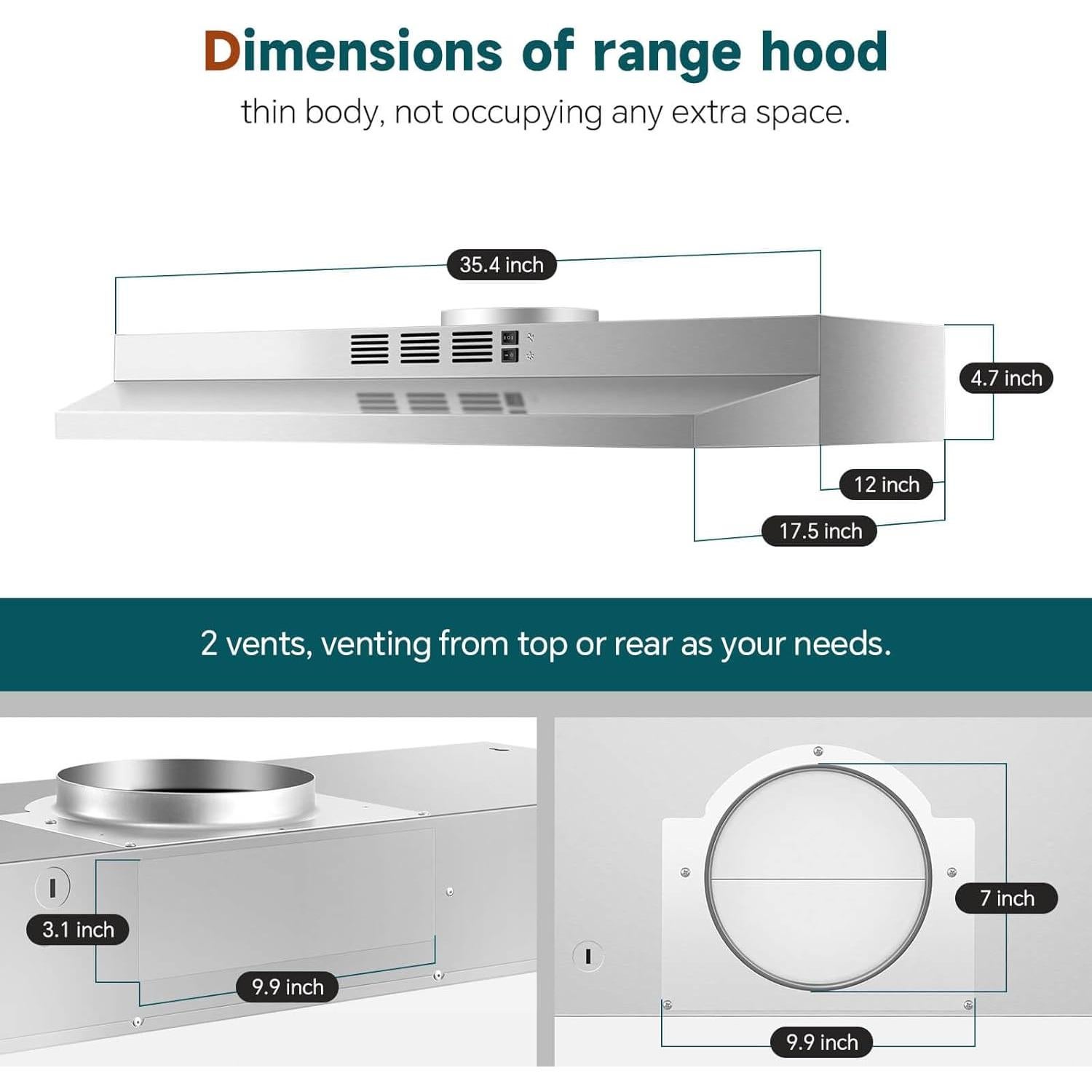 Campana Extractora SNDOAS 36" Acero Inoxidable 230 CFM
