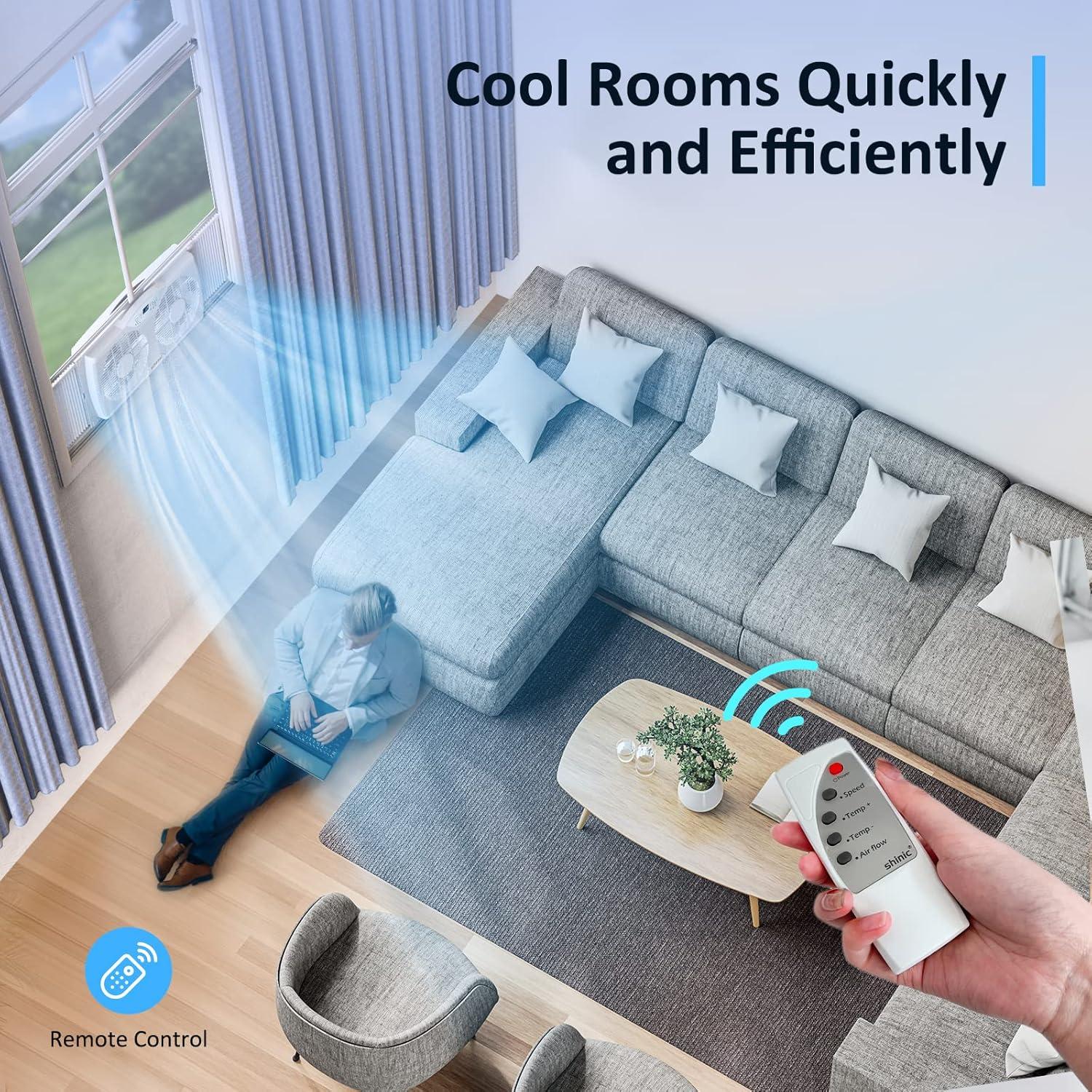 Ventilador de Ventana Shinic BP6-9D, 60.4-94 cm, 3 Velocidades