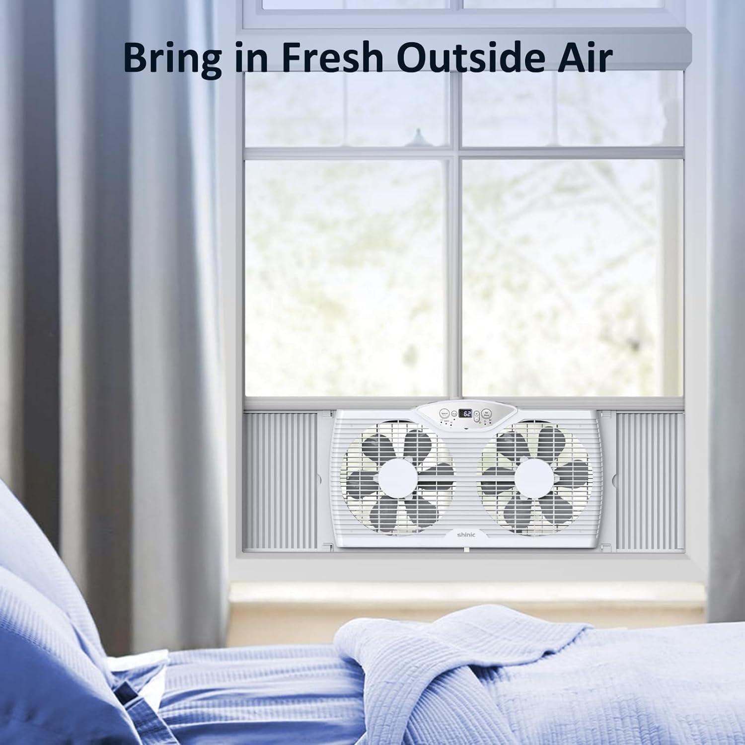 Ventilador de Ventana Shinic BP6-9D, 60.4-94 cm, 3 Velocidades