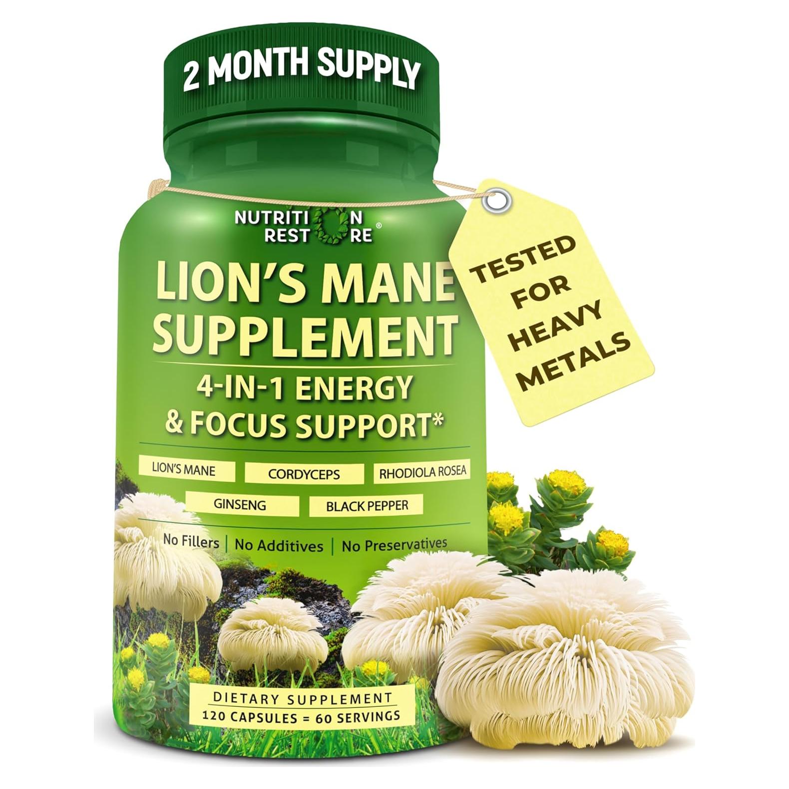 Suplemento de Melena de León Orgánico 120 Cápsulas - Energía y Concentración