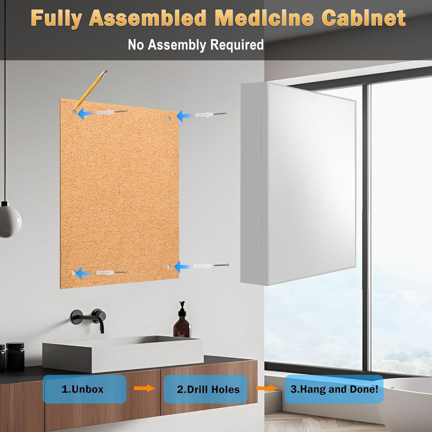 Gabinete de Medicina Umeiga con Espejo 45.72x35.56cm Plata