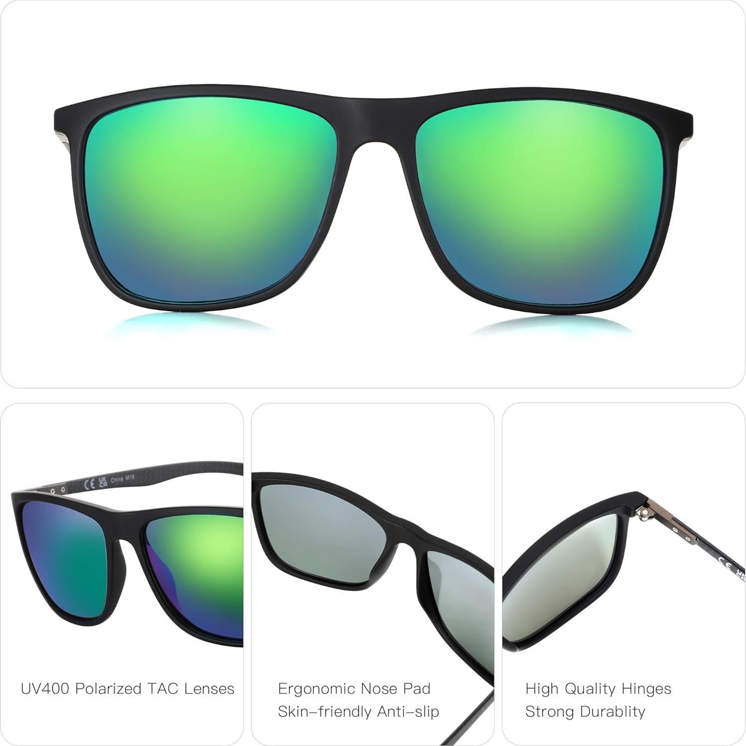 Gafas de sol ZENOTTIC UV400 para hombres, fibra de carbono