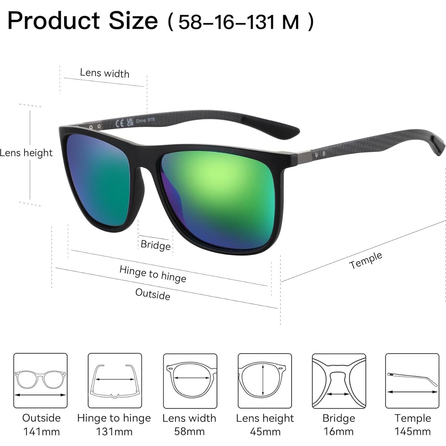 Gafas de sol ZENOTTIC UV400 para hombres, fibra de carbono