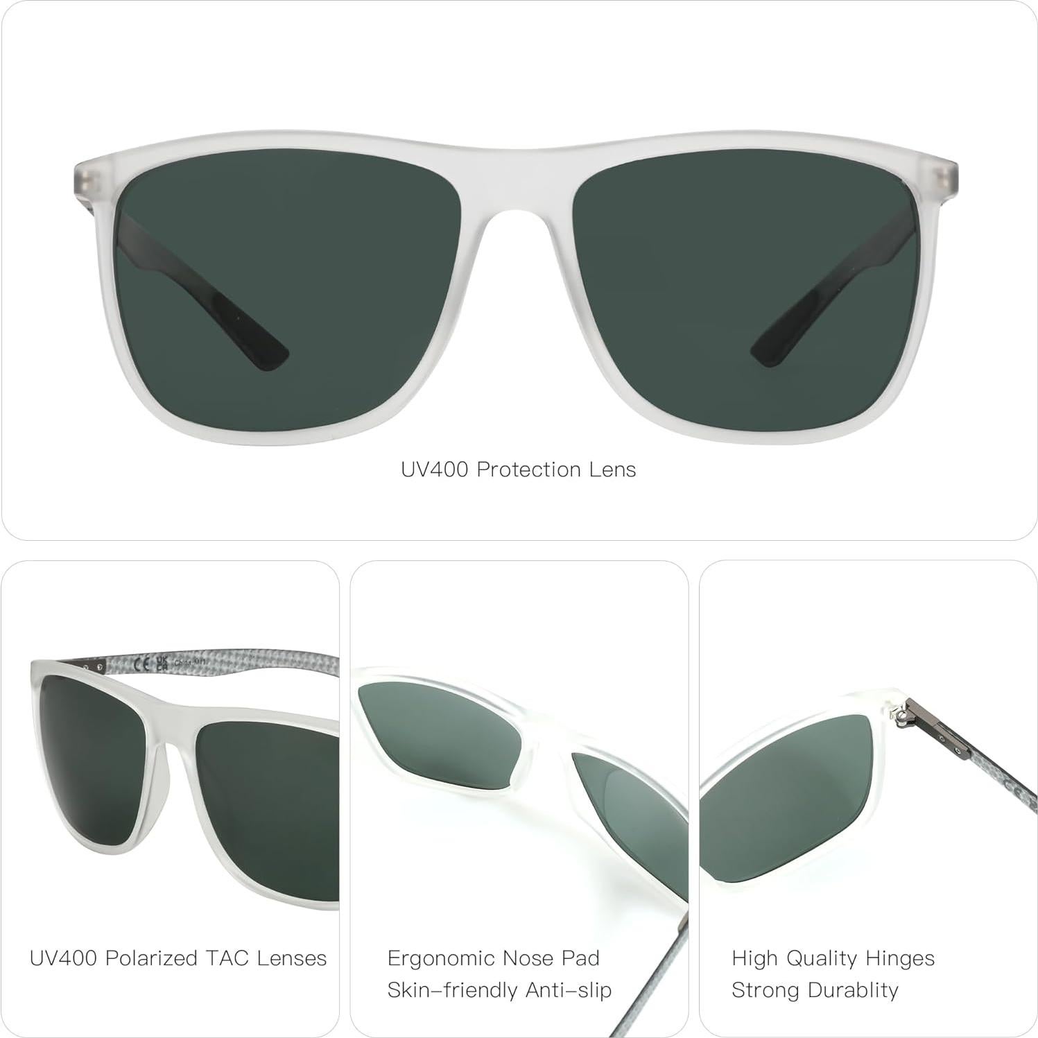 Gafas de sol ZENOTTIC cuadradas UV400 para hombres