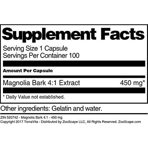 Corteza de Magnolia 4:1 TerraVita 450 mg 100 Cápsulas