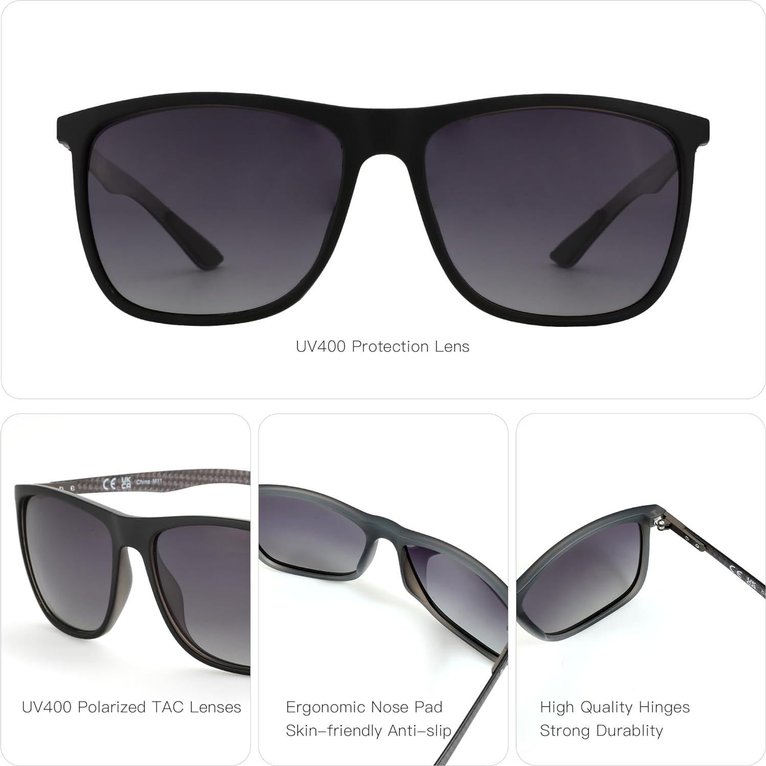 Gafas de sol ZENOTTIC cuadradas polarizadas UV400 para hombres