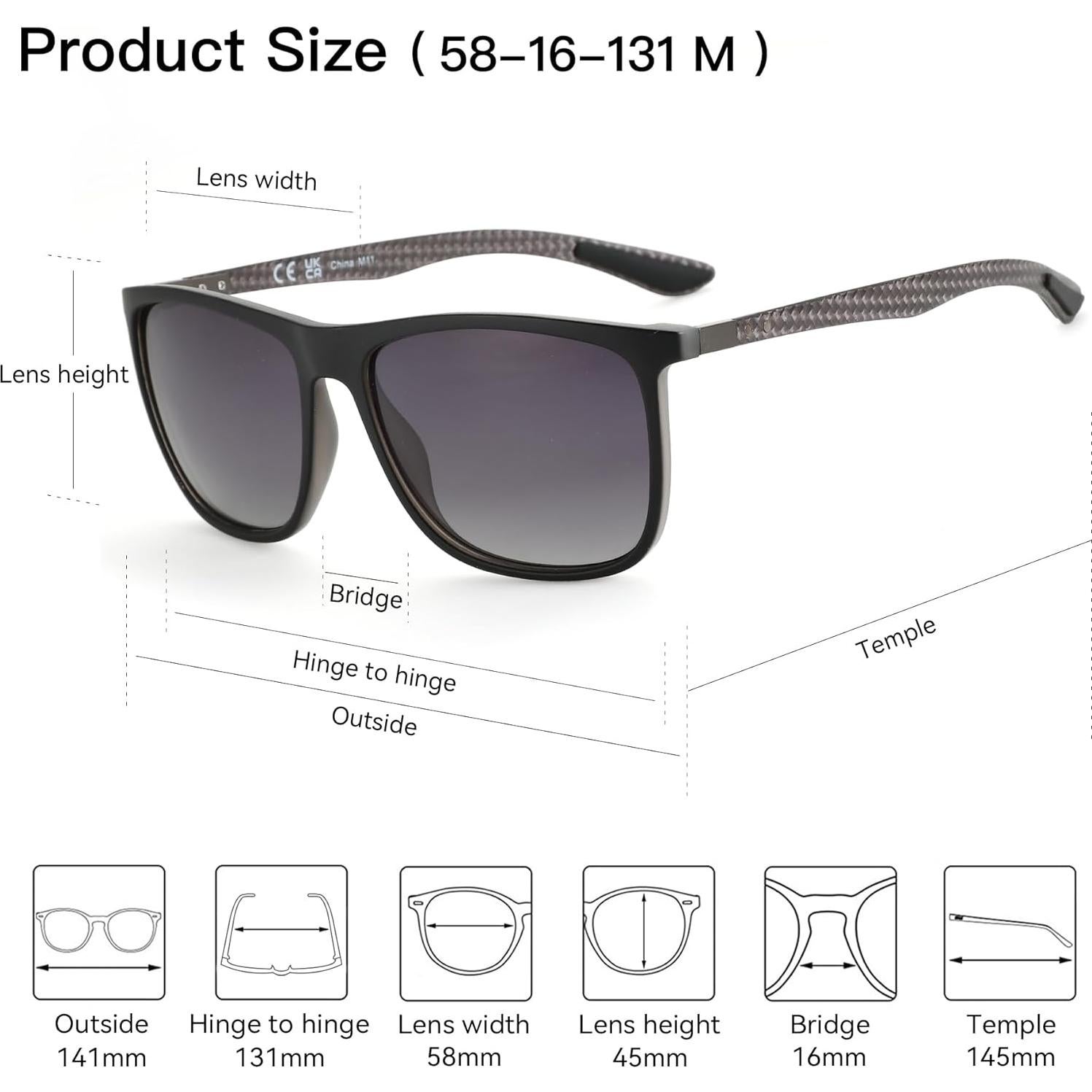 Gafas de sol ZENOTTIC cuadradas polarizadas UV400 para hombres